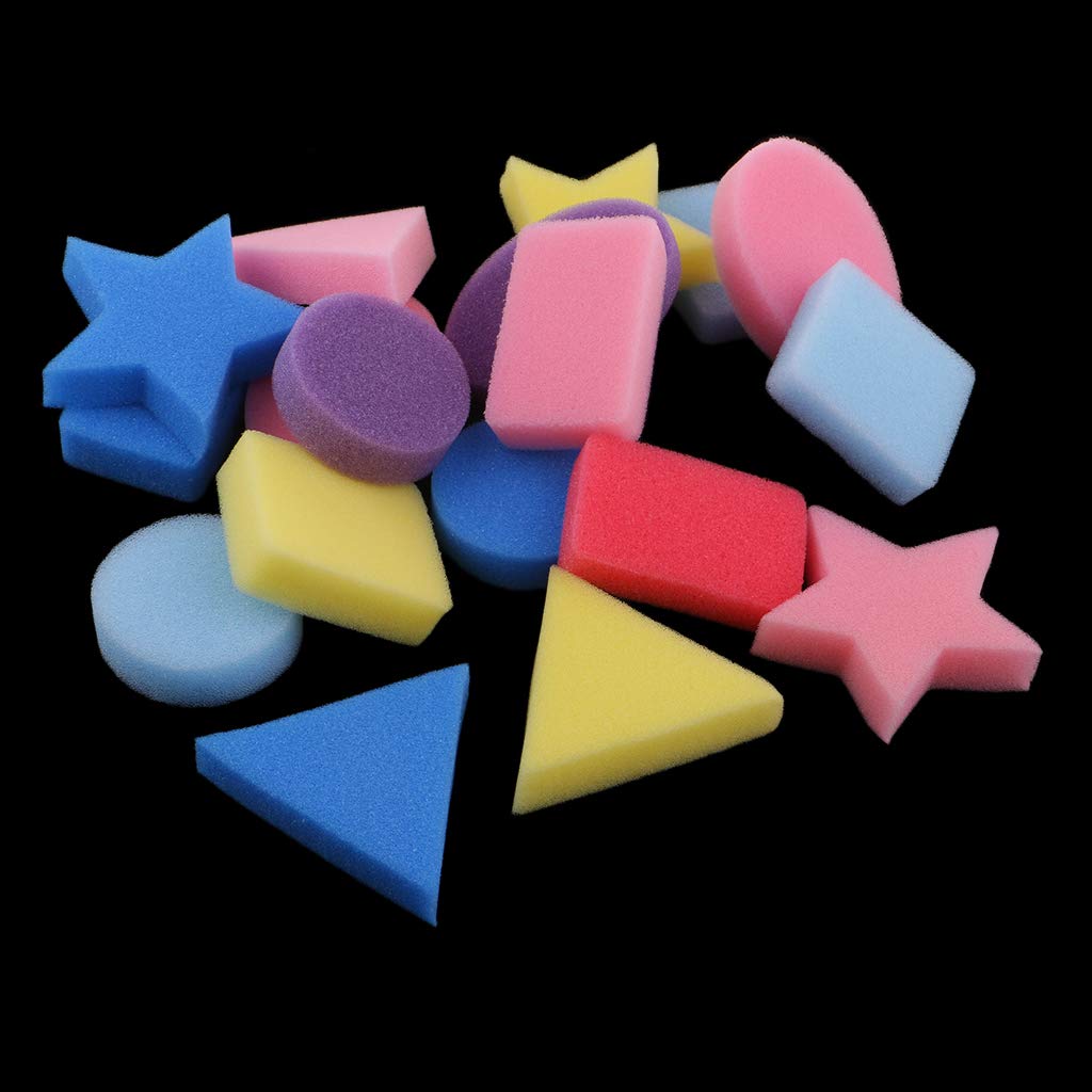 Colcolo Pack of 18 Different Shapes Sponge Painting Shapes Brushes Sponges Stamps, Multicolor, mixed - Image 3
