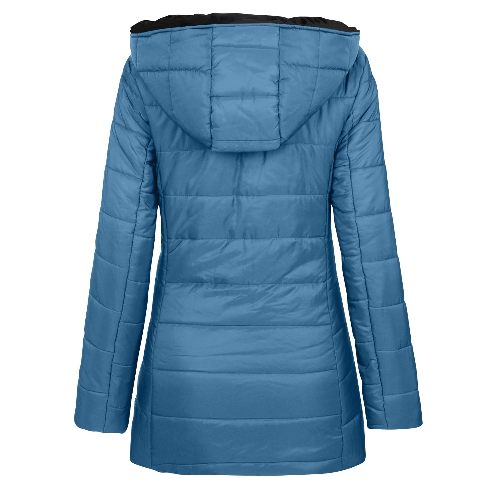 Damen Warmer Lange Winterjacke Casual Einfarbig Kuscheljacke mit Kapuze