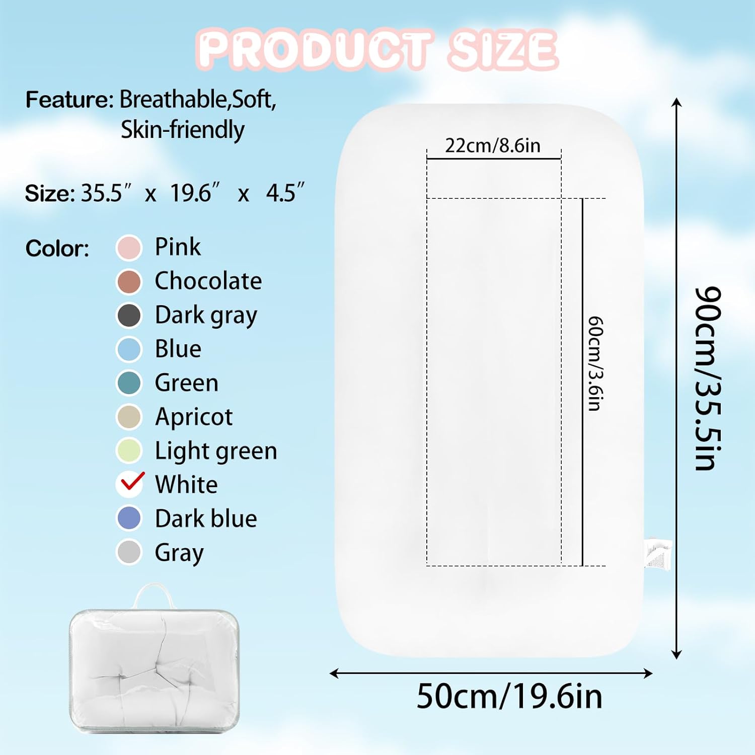 Baby Lounger for Newborn, Bionic Design Baby Lounger, Soft Organic Cotton Breathable Lounger for Infants 0-18 Months (White) - Image 7