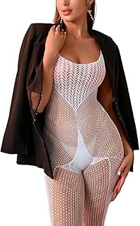 Women's Sexy Mesh Twill jacquard BodyStocking Fishnet Outfit Bodysuits One-Piece Yoga Dance Jumpsuit Underwear