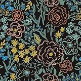 fiula carta da parati autoadesiva con fiori e foglie, 41 x 300 cm, carta da parati decorativa, colore nero, colorato, decorazione da parete, impermeabile, rimovibile, per soggiorno, mobili dipinta a