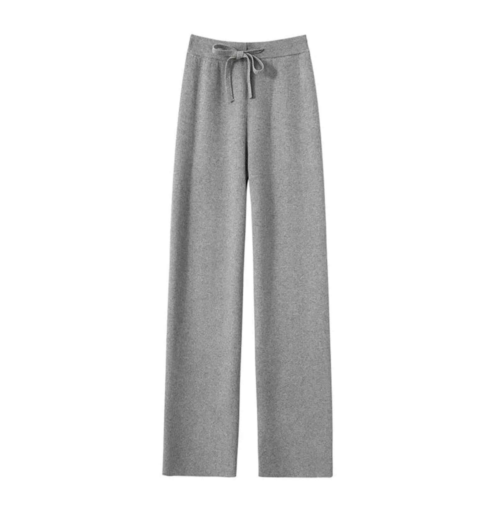 Pantaloni da donna a gamba larga lavorati a maglia coreana a vita alta con coulisse pantaloni dritti Streetwear eleganti pantaloni lunghi