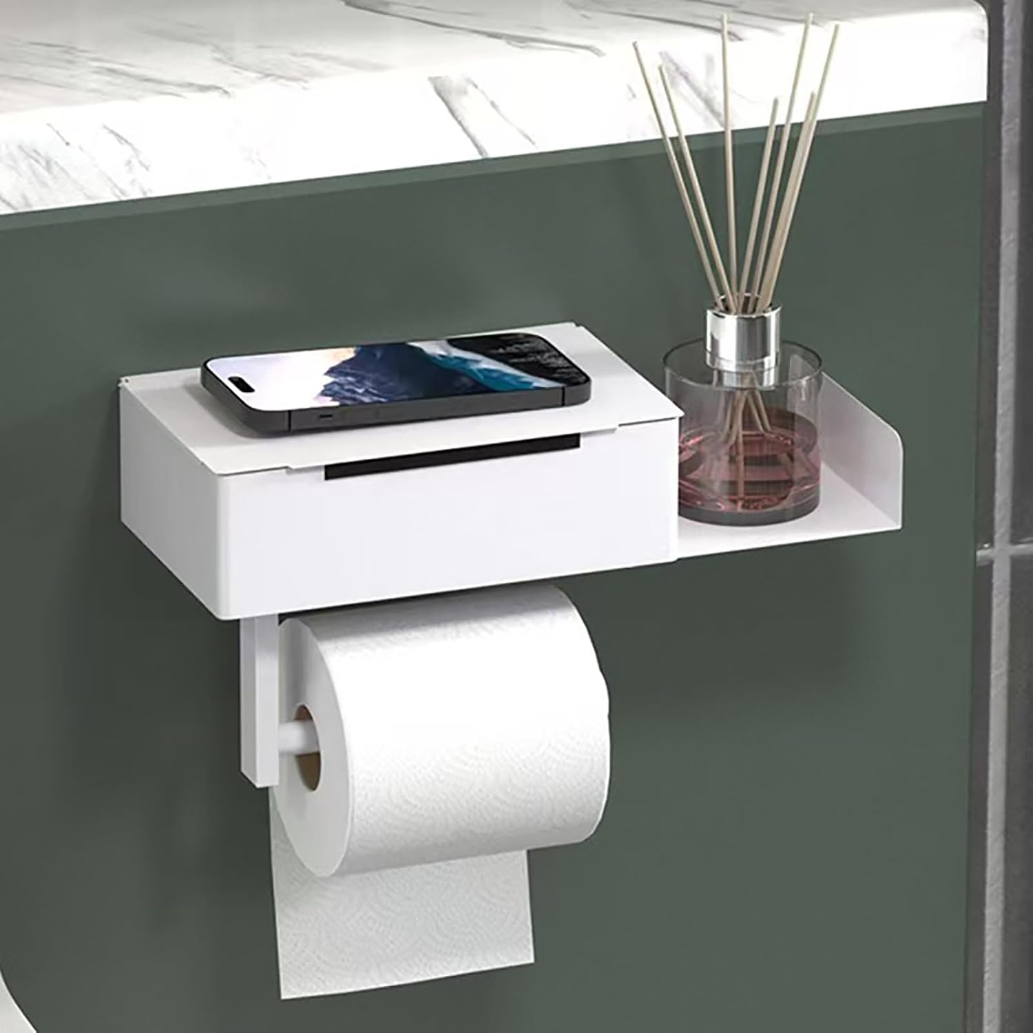 EMKE Toilettenpapierhalter Aus Edelstahl – Mit Ablage, Selbstklebend Oder Schrauben (mattschwarz)