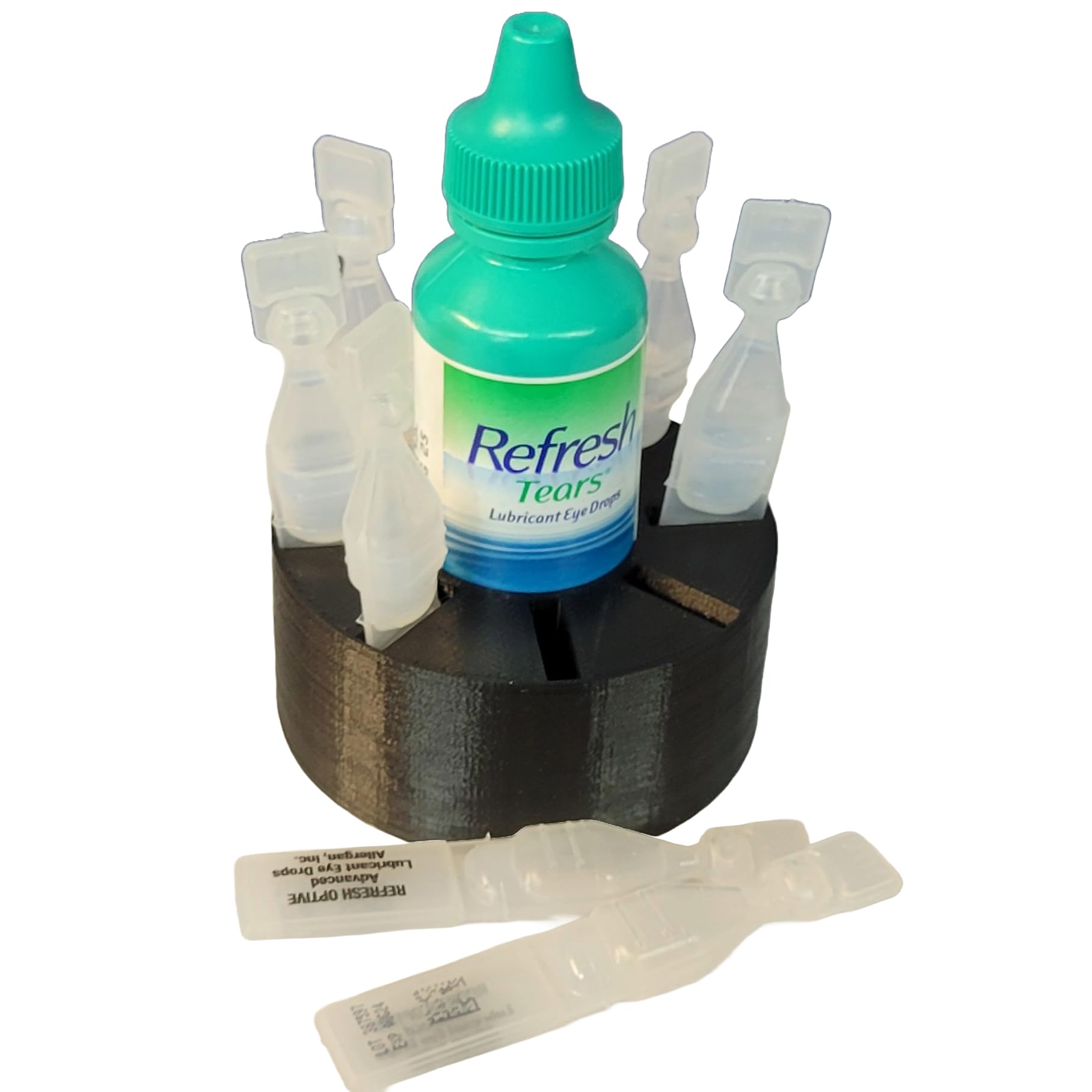 Znet3D Eye Drops Holder - Organizes 8 Single-use Disposable Vials & 1 Eye Drop Bottle - Keep everything together (Black)