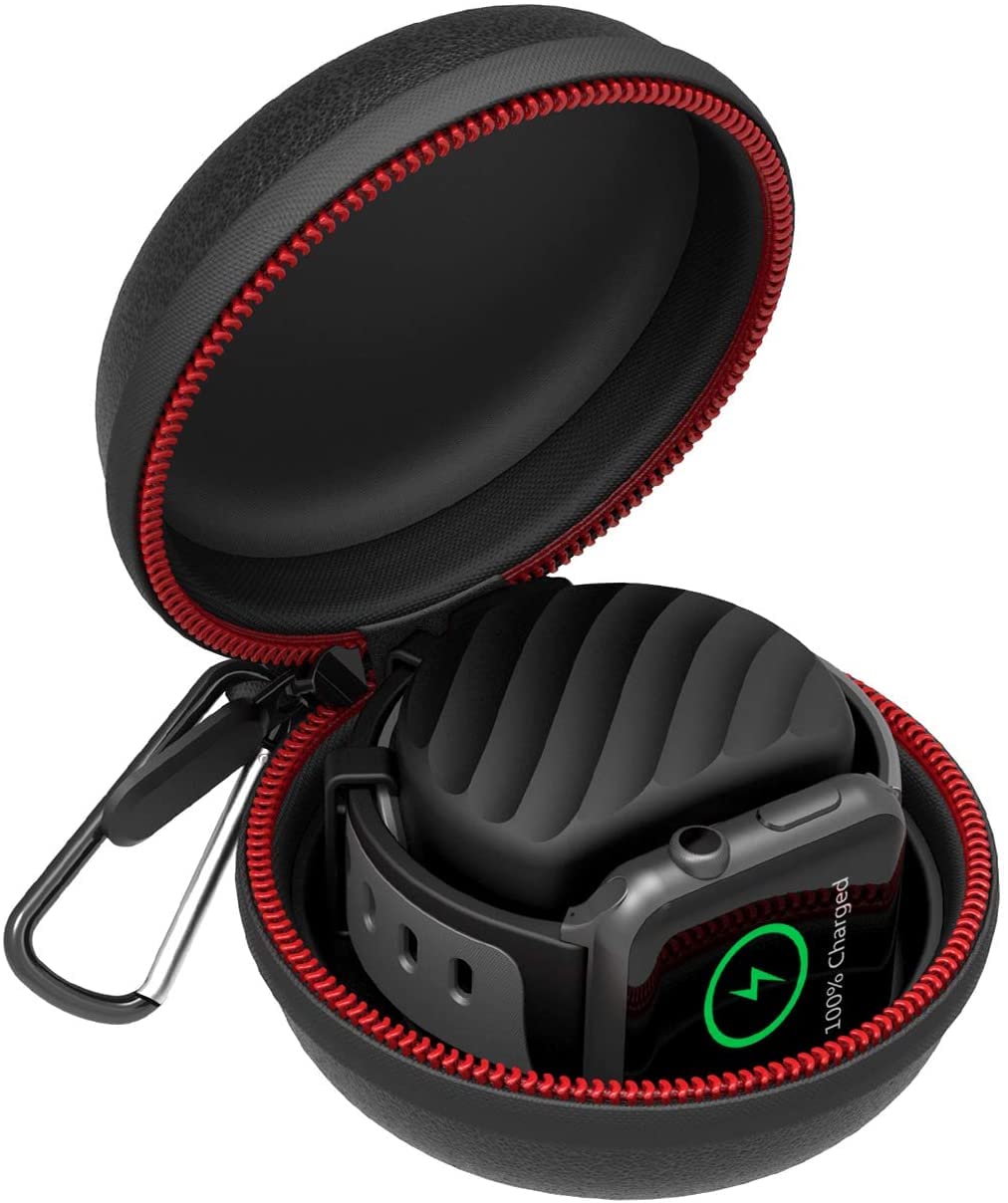 CRYSTALOPRO Premium Storage and Travel case Compatible with for Apple Watch Charger Stand Holder, Charging Station EVA Hard Protective Storage Case Dock for iWatch Series 7 SE 6 5 4 3 2 1 38mm 40 41 42 44 45mm, No Charger, Black