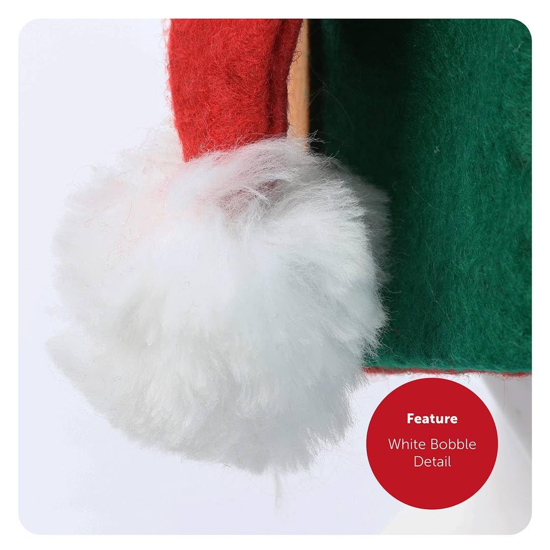 Cappello da elfo natalizio per adulti, confezione da 12 pezzi, rosso e verde a righe elfo con orecchie attaccate, da uomo e donna, divertente elfo sfacciato, accessorio per costume natalizio