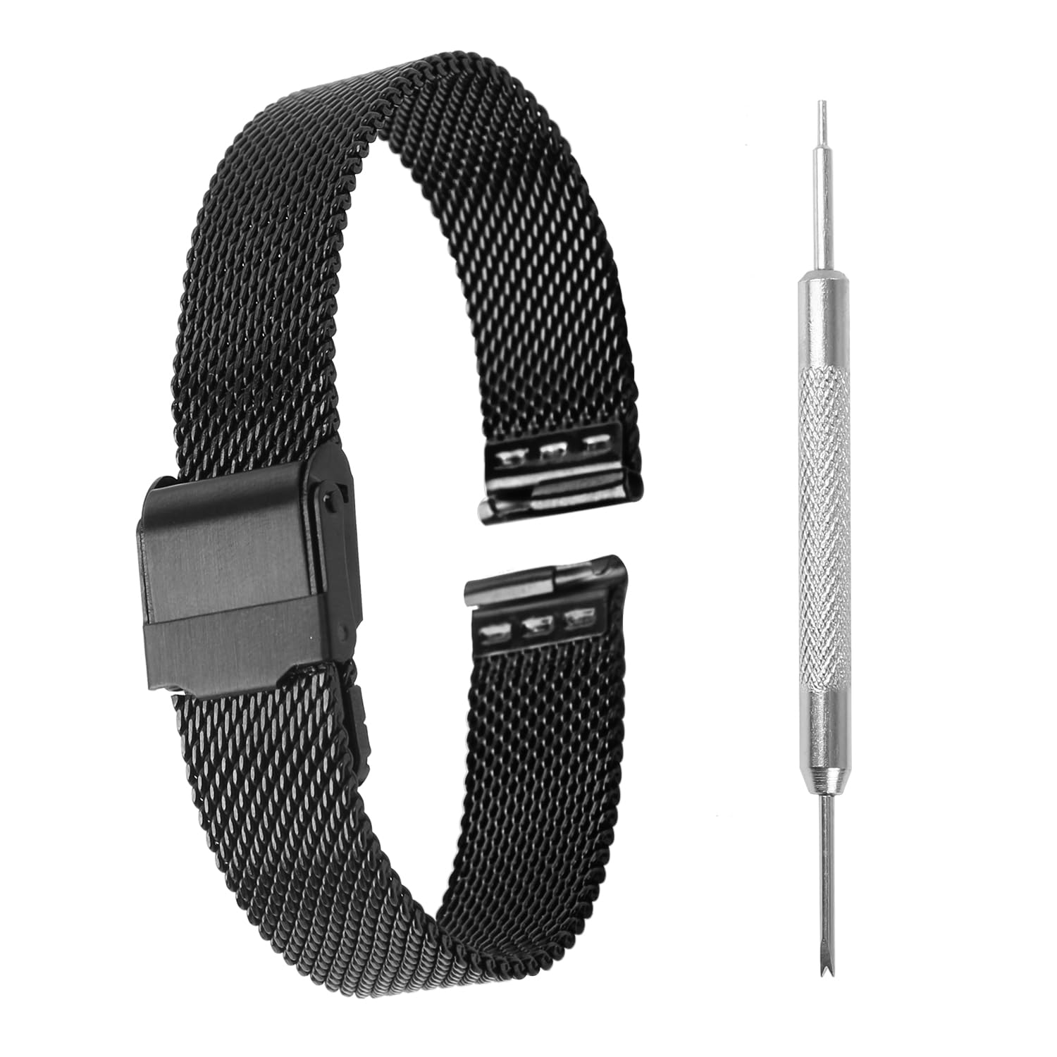 Winfox Mesh Uhrenarmband,Edelstahl Mesh Schnellverschluss Ersatzband für Damen Herren