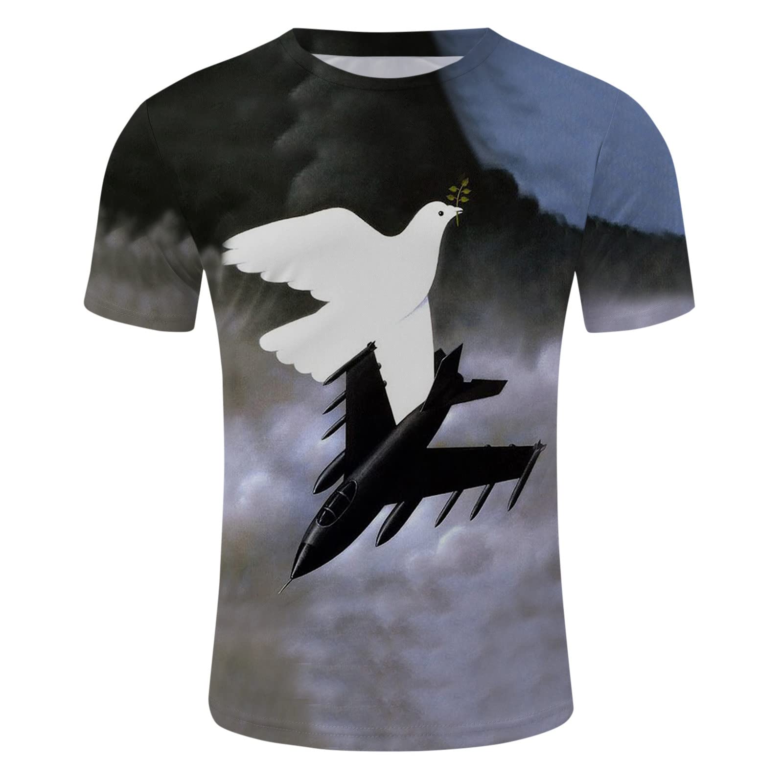 Męski T-shirt 3D, zabawny nadruk, koszulka z krótkim rękawem, oddychająca, grafika w luźnym stylu, okrągły dekolt, basic t-shirt dla mężczyzn, szary, M