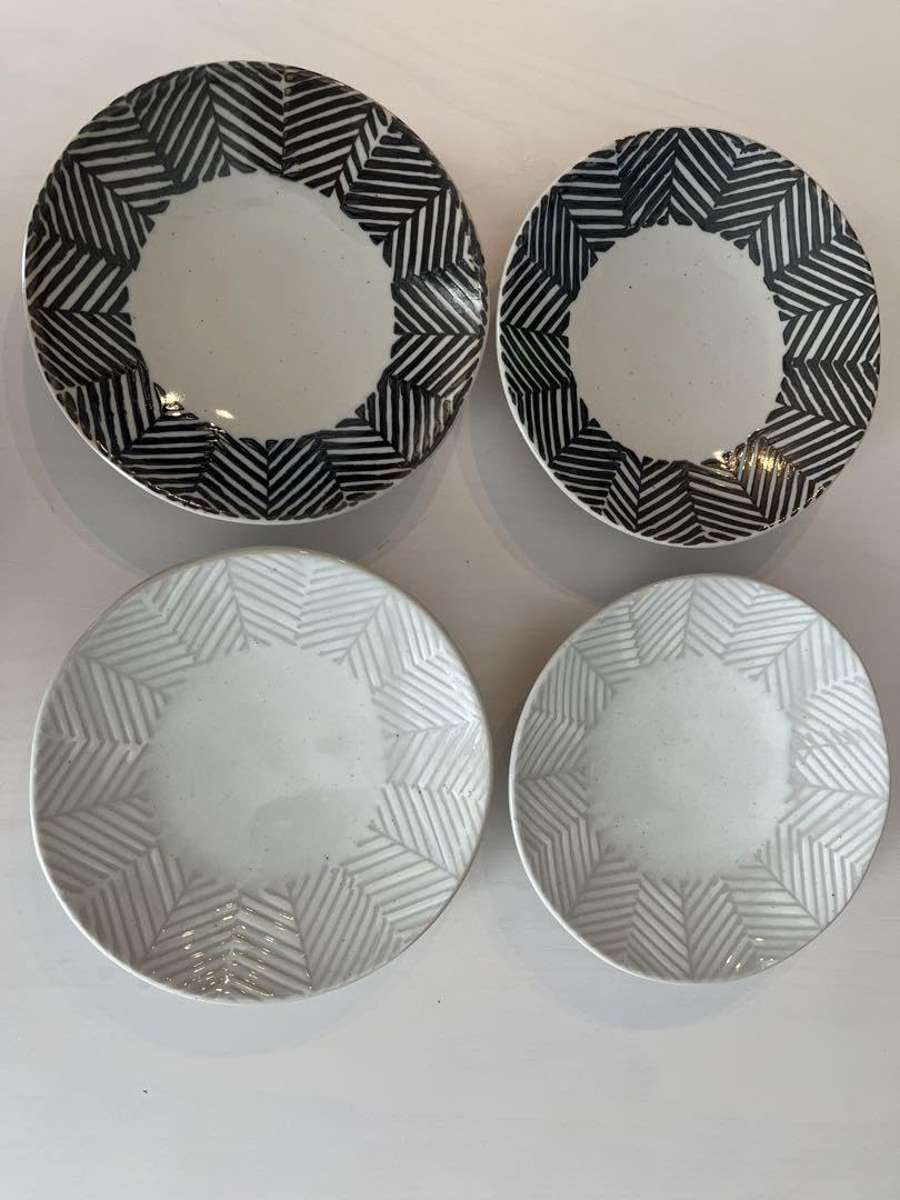 AIU Hasamiyaki Herringbone Round Plate Set of 4