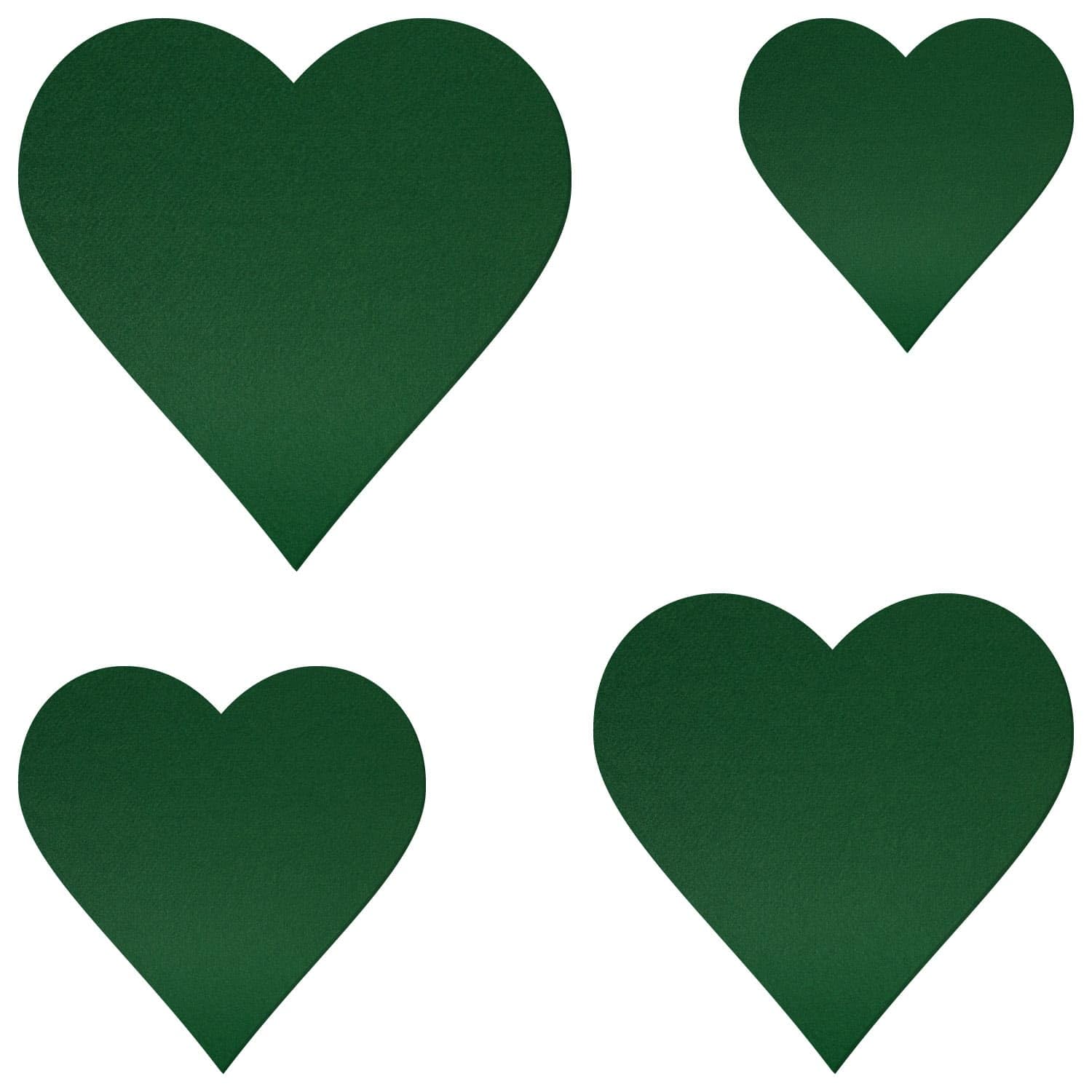 Corazón de fieltro verde oscuro – Decoración para manualidades 3 – 60 cm, paquete con:10 unidades, altura x ancho: 60 x 60 cm