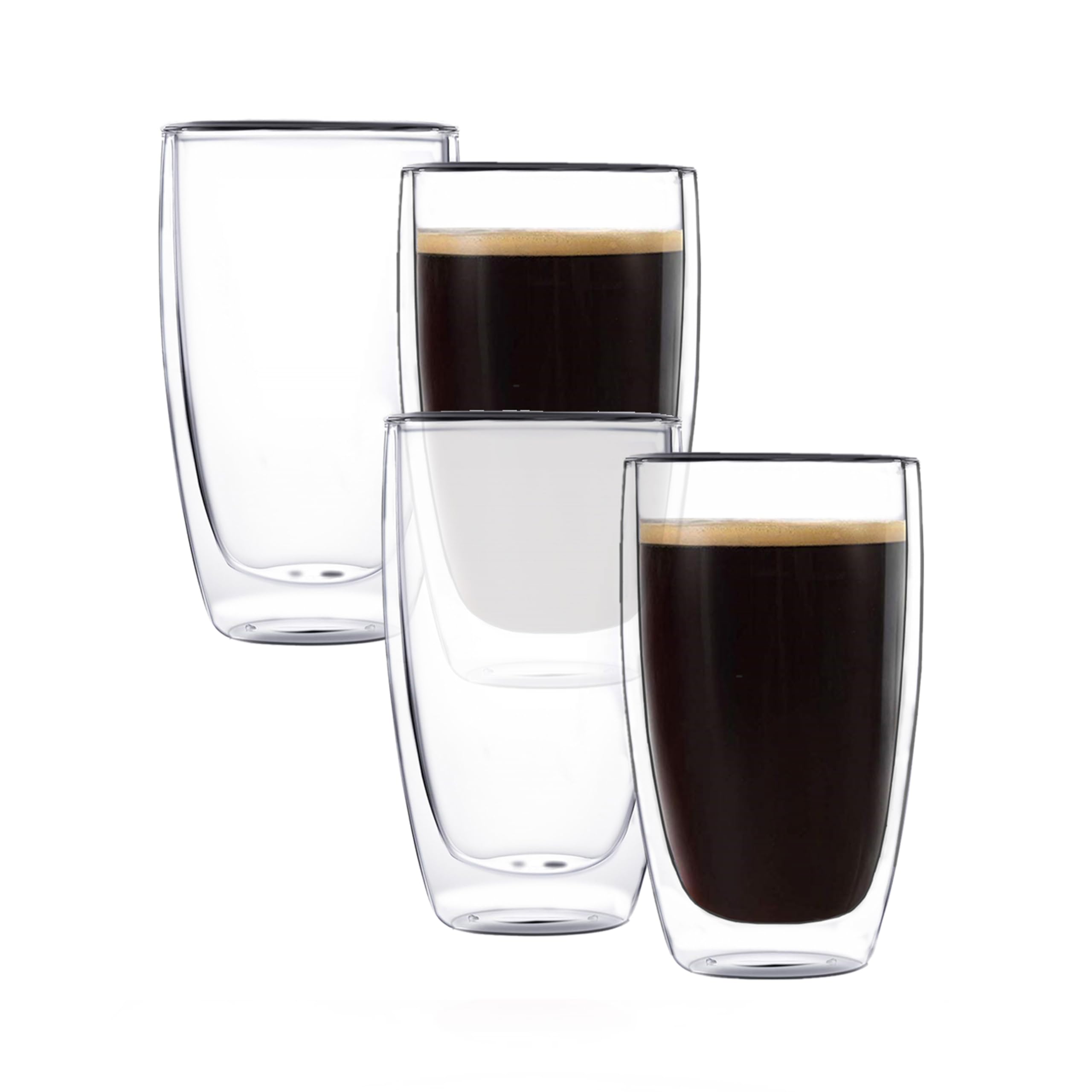 Sponsored Ad – CNGLASS Double Wall Glass Cups 400ML/13.5OZ Set of 4,Clear Insulated Coffee Mugs, Heatproof Glass Cups for Water or Beverage Drinks