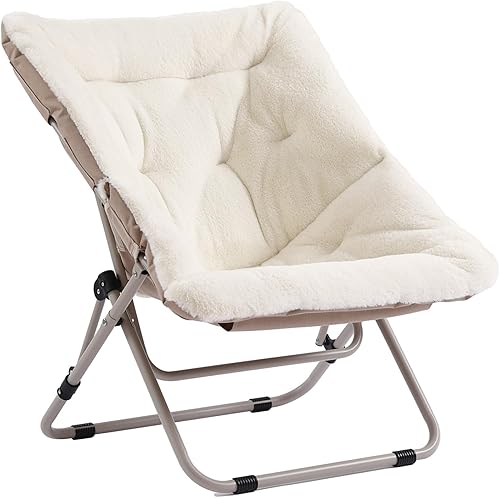 Silla platillo, cómodas sillas de dormitorio, silla plegable de piel sintética de gran tamaño, silla plegable con marco de metal para sala de estar,