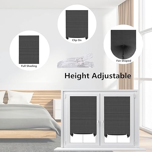 Miniatura 8 de Persianas opacas inalámbricas, sin taladro, cortadas a medida, con clip, autoadhesivas, persianas temporales, persianas de papel plisadas para