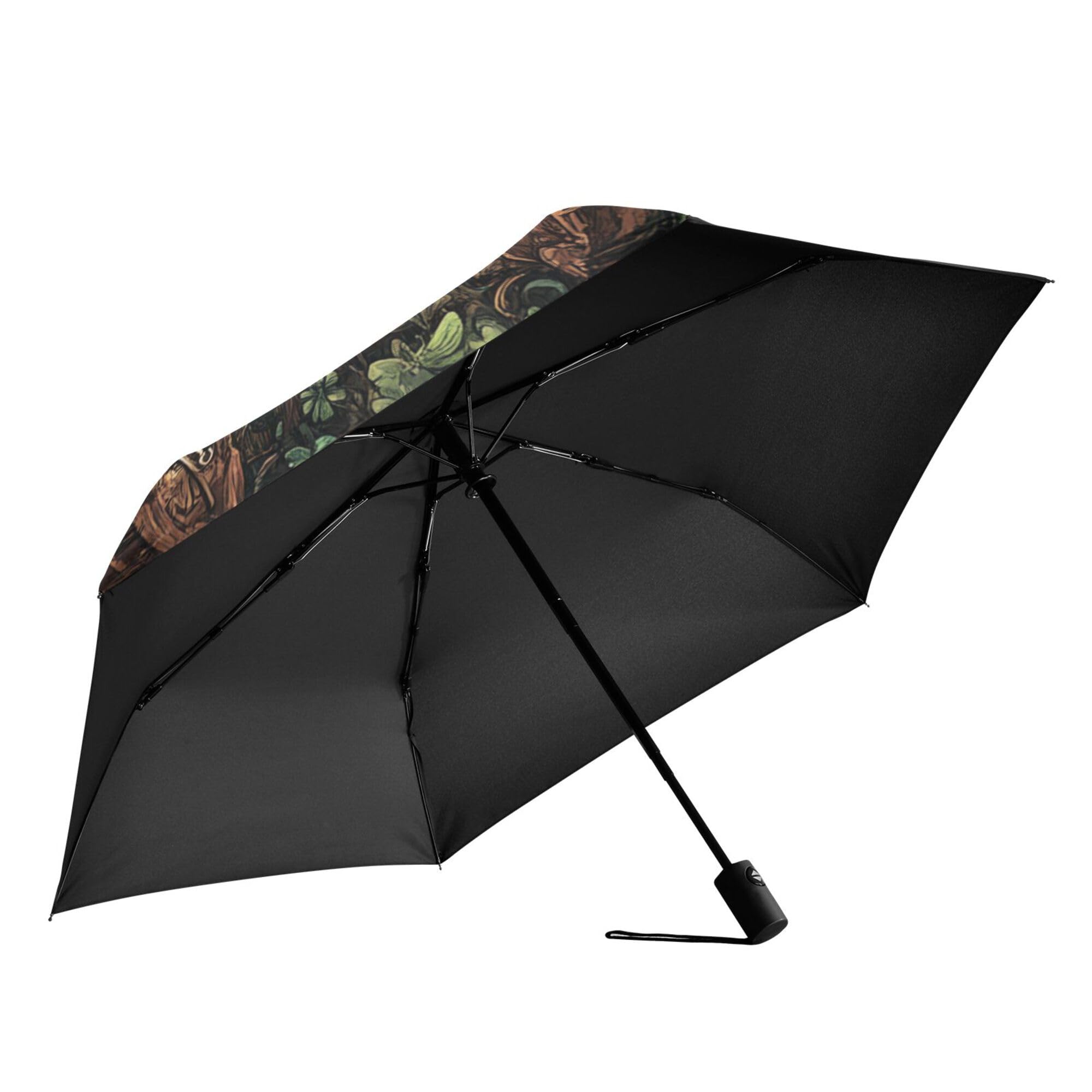 JUNZAN St.Patrick's Gnome Green Shamrocks Travel Umbrellas 39 Inch Heavy Duty Automatic Open Close Umbrella For Boys for Men Outdoor Defence Accessories