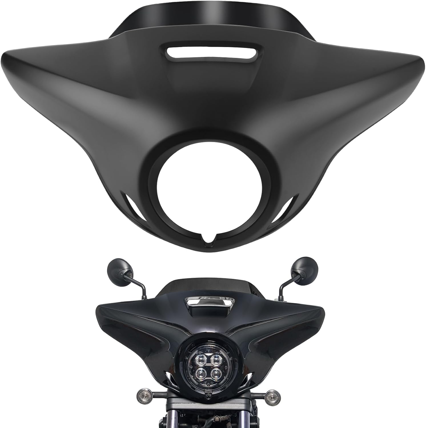 Motorcycle Front Headlight Fairing Cowl with Dark Smoke Windshield Deflector Windscreen Visor Compatible with Rebel 1100 2021-2026, Matte Black