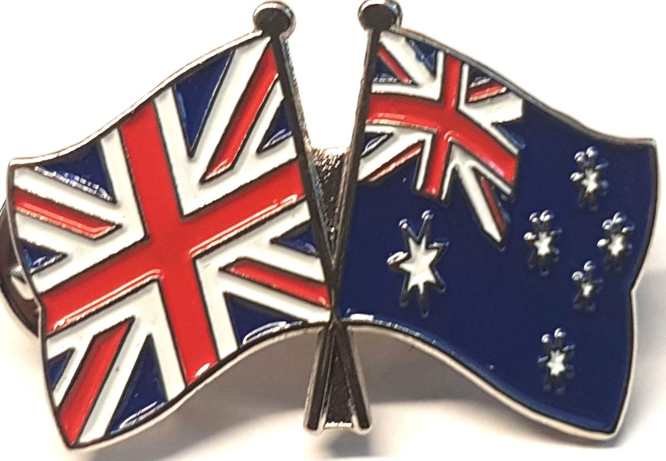 Mainly Metal White ™ Enamel Pin Badge Friendship Flags Australia Uk Gb (United Kingdom Great Britain) 30Mm