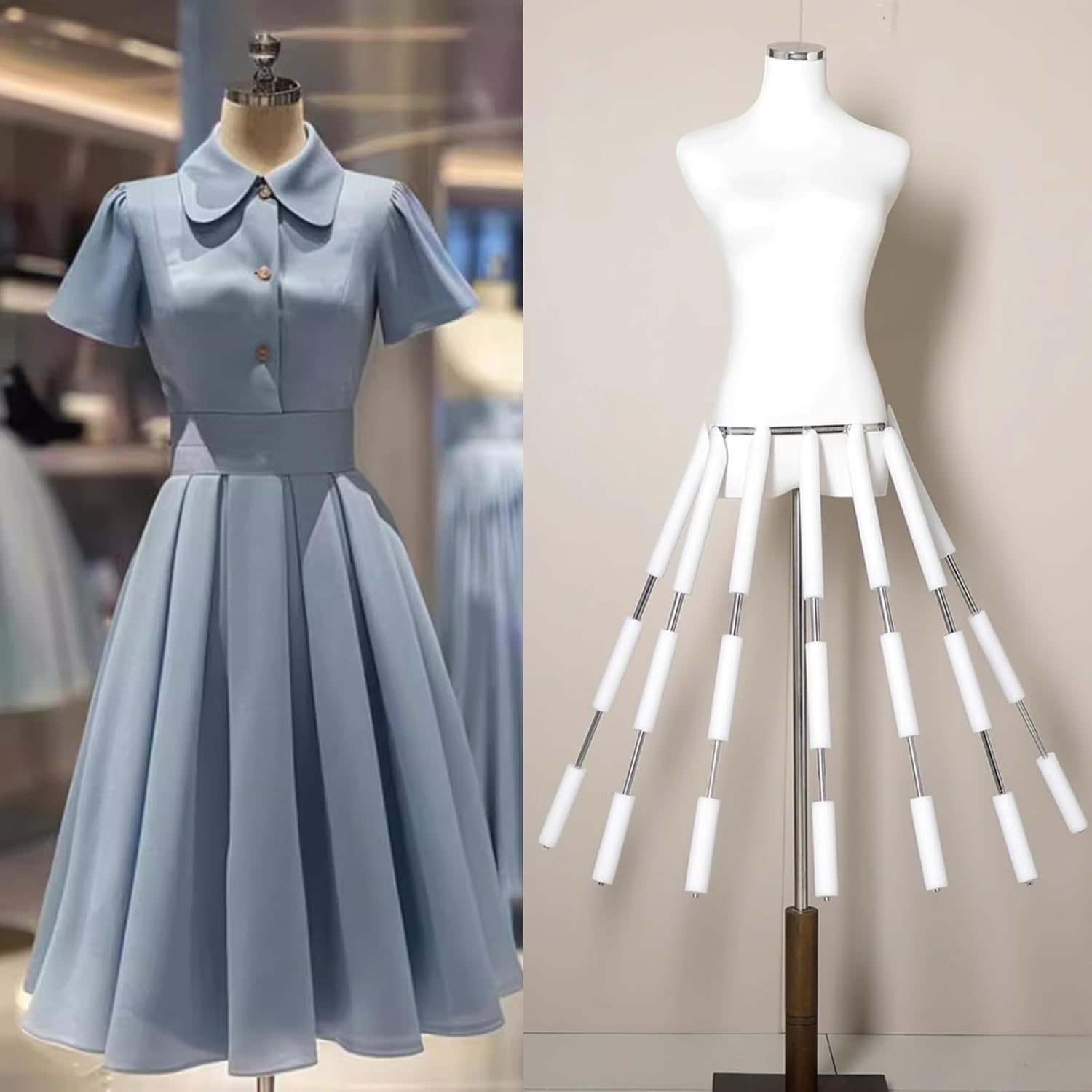 Skirt Spreader Clothing Display, Skirt Telescopic Pole for Mannequin Torso, Window Display / Sewing / Photography Adjustable Dress Form Model