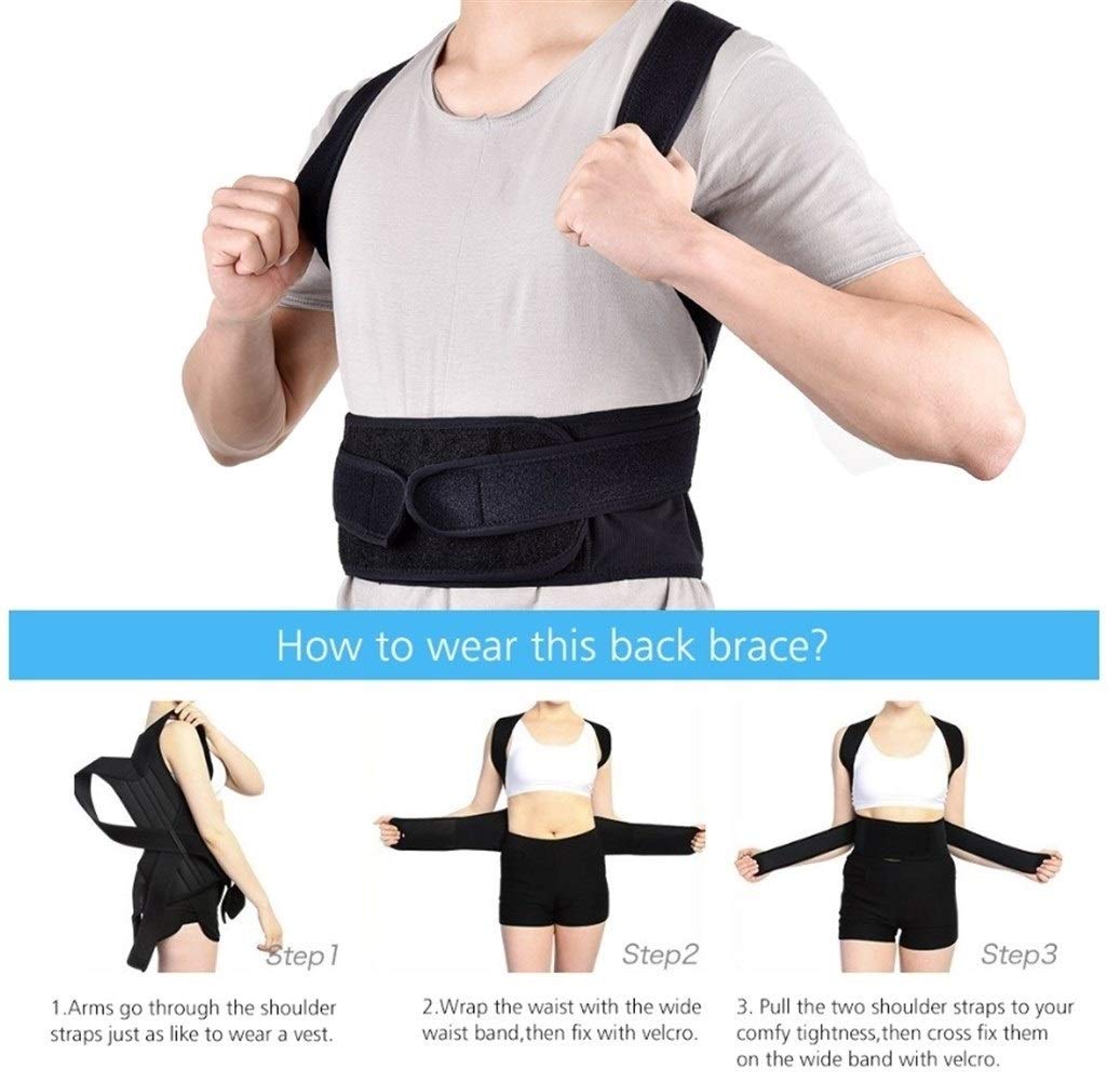 Espalda Corrector Hombro Lumbar Cinturón Soporte la Columna Ajustable Corcha de Postura Adulto Correos Cuidado y relajación del Cuerpo