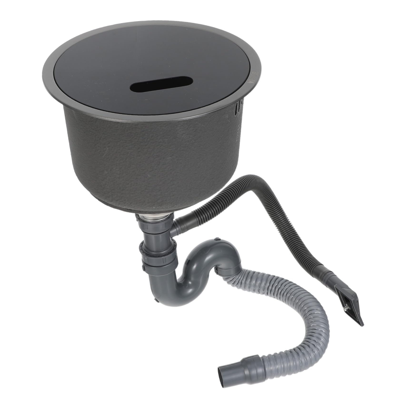Fregadero Instalación Flexible Dual Redondo de Acero Inoxidable 304 Mini Lavabo con Kit de Desagüe E Integración de Rebosadero para Cocina Camper para Furgonetas y Caravanas