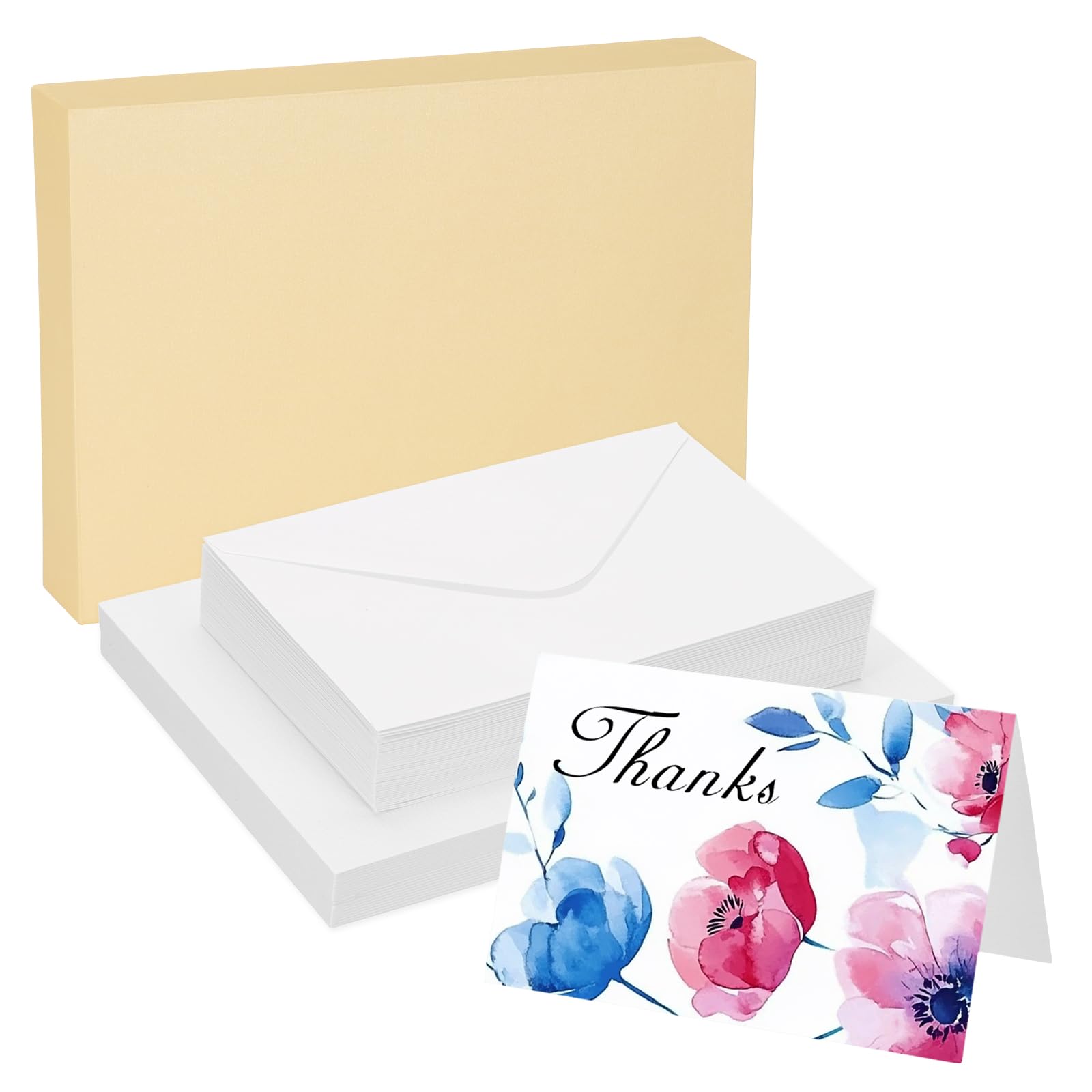 PATIKIL 25 Sets Pure Cotton Watercolor Cards 140lb/300 GSM Postcards with Envelopes for Art Painting Creative Thank Notes 4x6 Inch Foldable Size(Yellow Box)