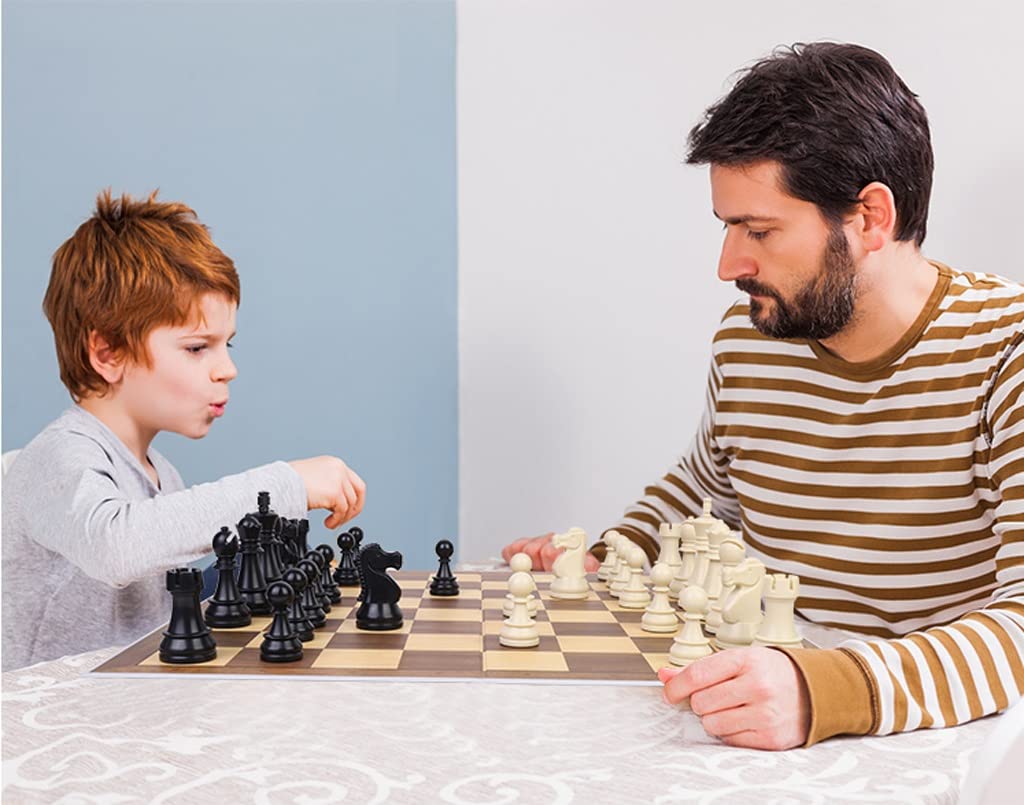 Schachspiel-Set, Schachspiel, Schachbrett-Set, nicht magnetisches Schachbrett-Set, 18,9-Zoll-Schachspiel, Schachspiel aus Kunststoff for Erwachsene und Erwachsene, tragbares und faltbares Bretts