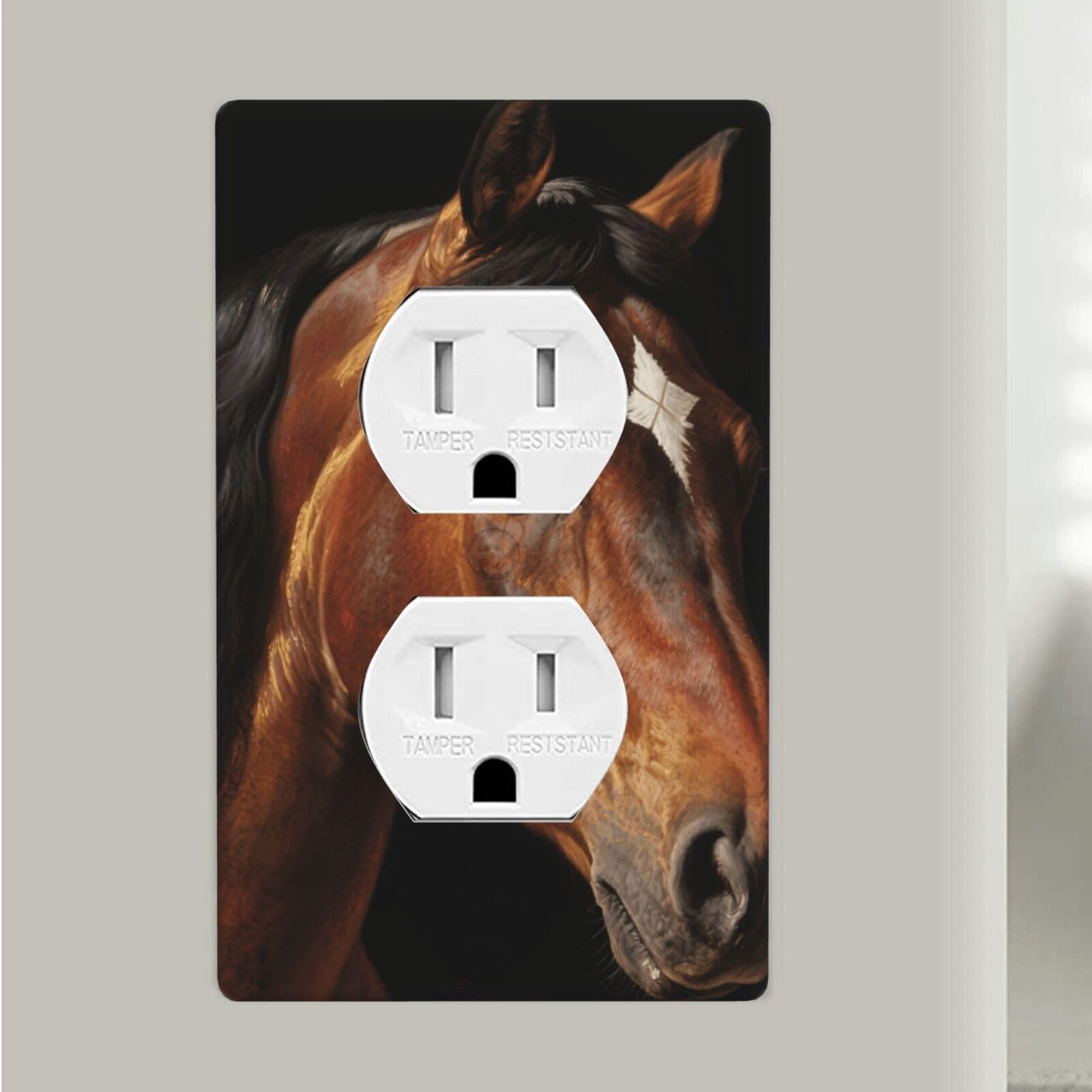 Brown Horse Duplex Outlet Covers Wall Plates 1-Gang Switch Outlet Electrical Cover Plate Unbreakable Polycarbonate Switchplate Cover Faceplate For Bathroom Kitchen Home Decor