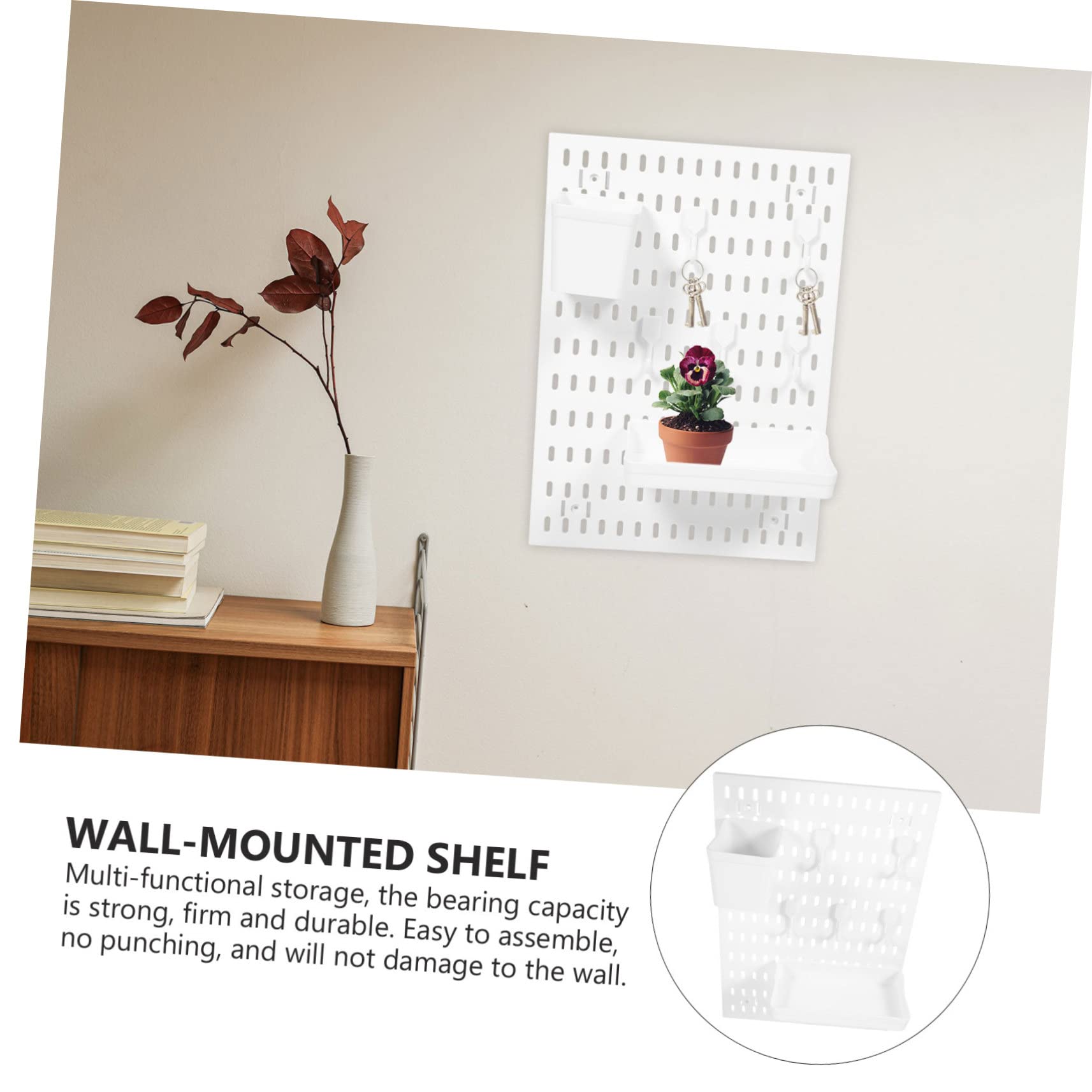 STOBAZA Bathing Suit Organizer Wall-Mounted Pegboard Rack Kitchen Bathroom Storage