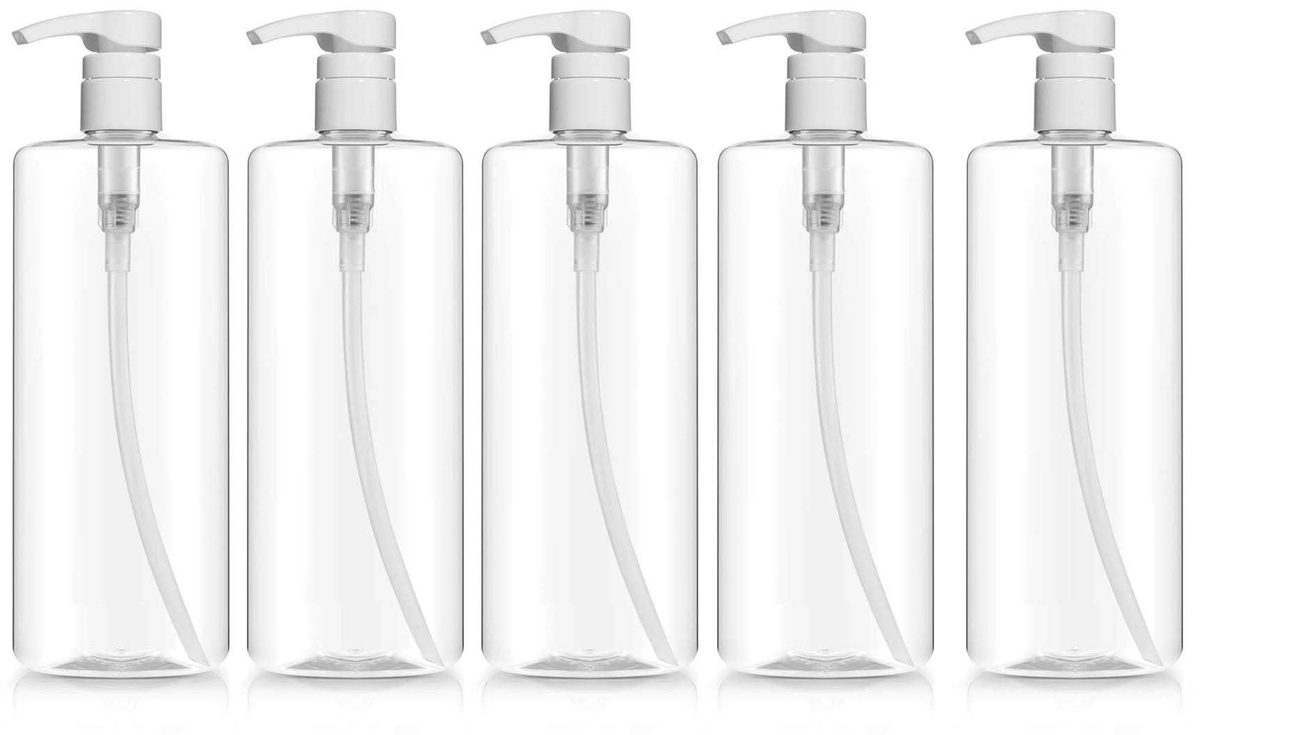 EZPRO USAEmpty Shampoo Pump Bottles 32 oz BPA Free, Food Safe, PET Plastic Cylinder Refillable Bottle Springless Pump - for Lotions, Soaps, Oils, Sauces, DIY Laundry Detergent, Pack of 6