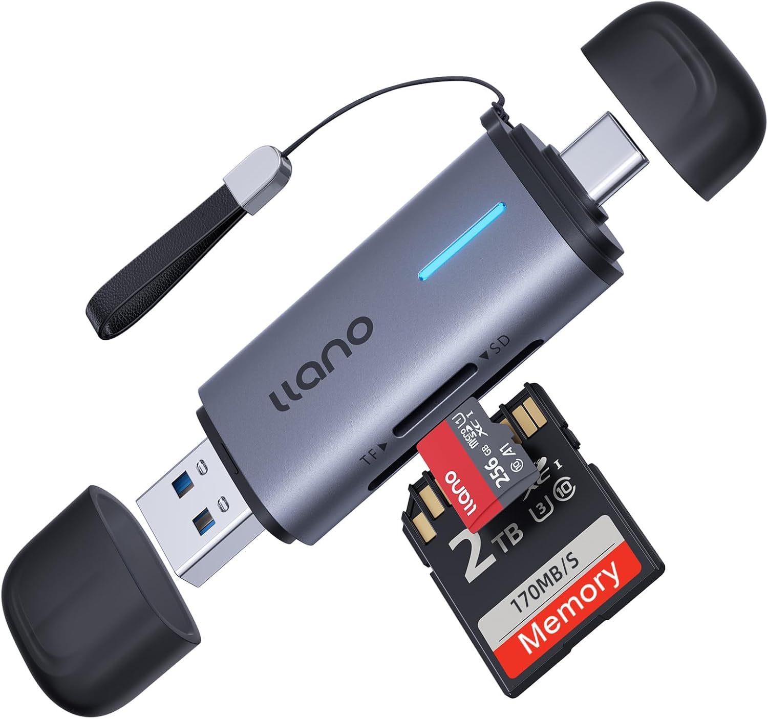 llano SD Card Reader USB C,Dual Slots USB 3.0 Type C to Micro SD Card Adapter 2 in 1,Memory Card Reader for MicroSD,SDHC,Compatible with Laptop,PC,iPhone,MacBook Pro/Air, iPad (Grey)-picture-30