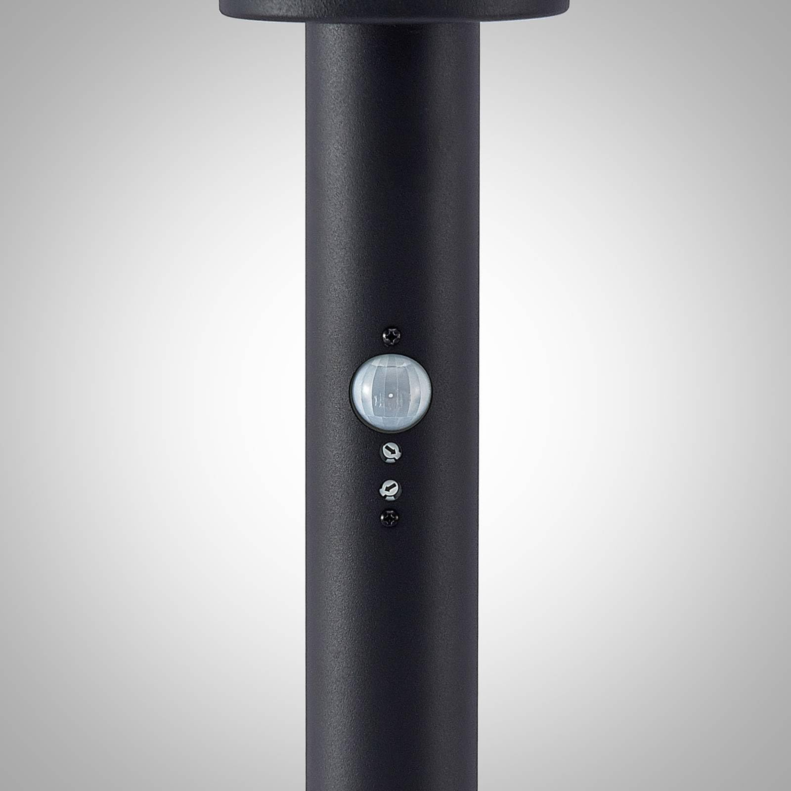 Lindby LED Außenleuchte Gregory mit Bewegungsmelder (spritzwassergeschützt (Modern) in Schwarz aus Edelstahl (1 flammig,) - Wegeleuchte Pollerleuchte Wegelampe Sockelleuchte