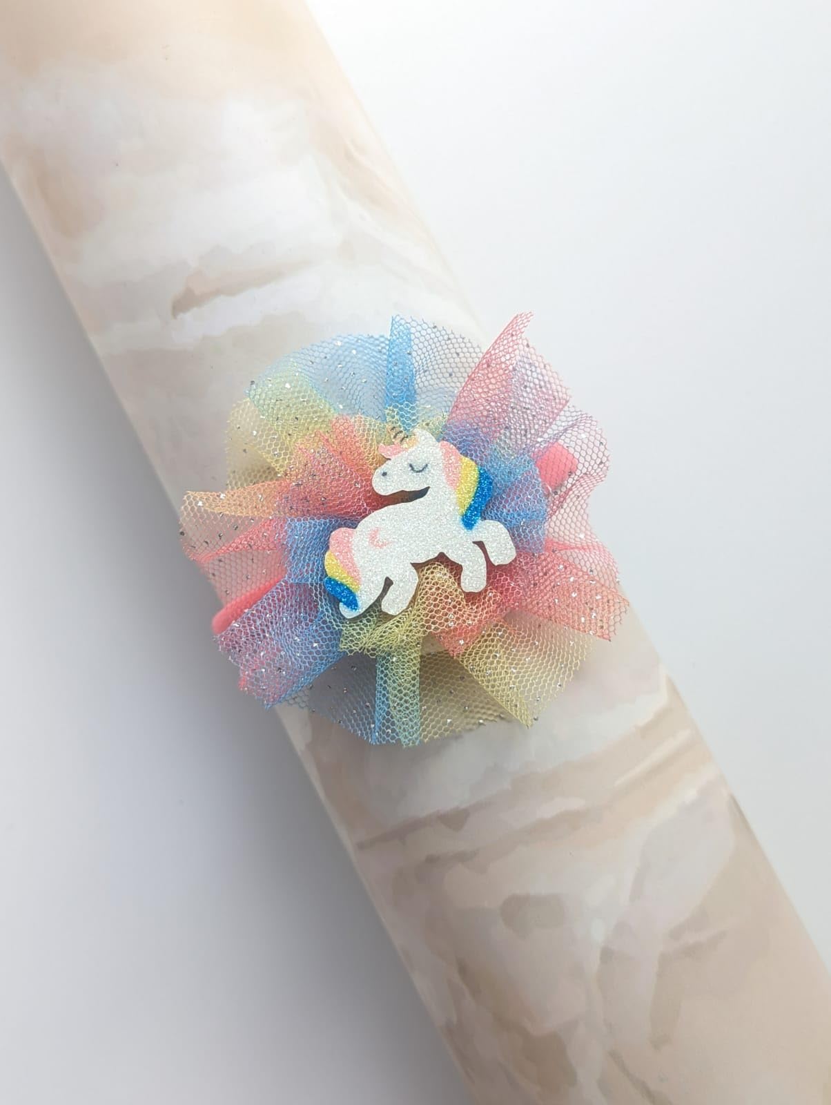 Earthenoak Magical Unicorn Dreams Handcrafted Multicolor Tulle Ribbon Headband for Kids