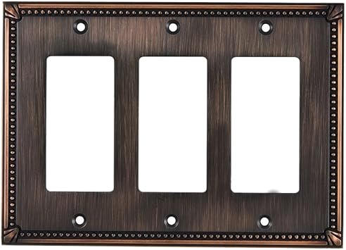 Rok Hardware Wall Light Decora Switch Plate Rocker Toggle GFCI Cover Traditional Brushed Oil-Rubbed Bronze 3 Gang