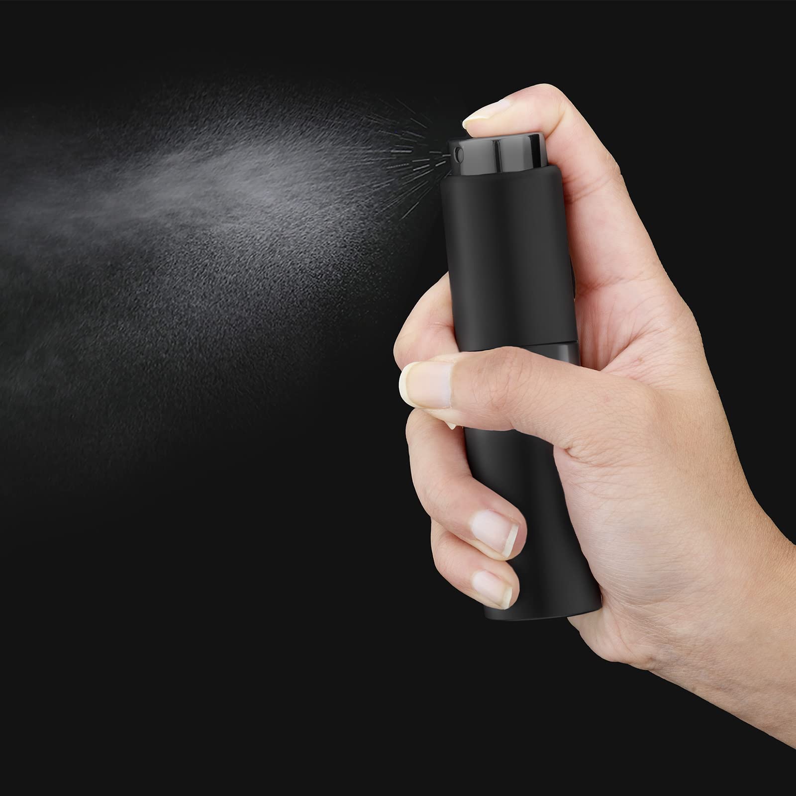 Toureal Aluminio 20ml Atomizador Perfume Recargable, Perfumador Dispensador de Viaje, Spray Pulverizador Pequeño para Colonia (Negro)