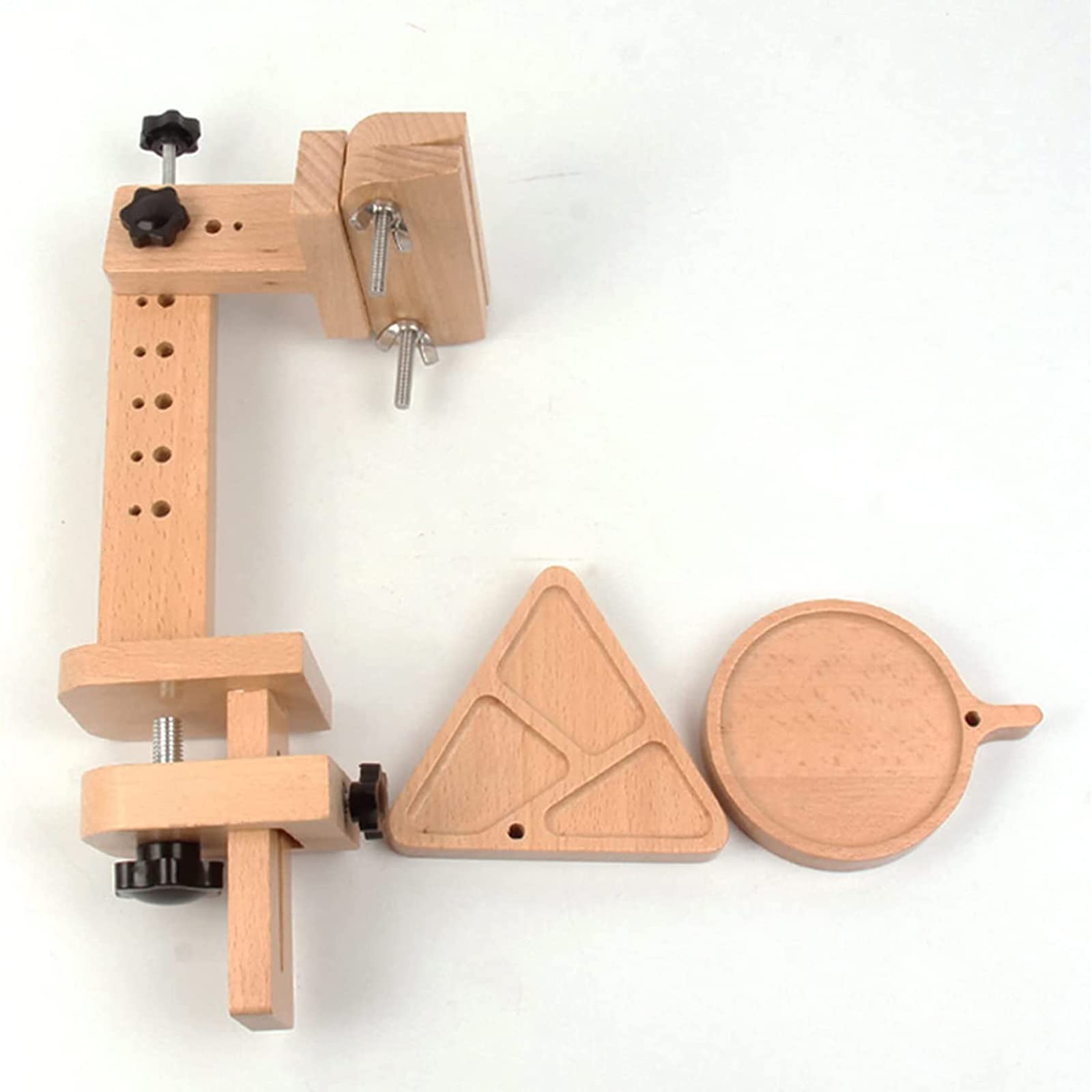 Supporto per Telaio da Ricamo, Supporto per Telaio Regolabile per Punto Croce con Morsetto da Tavolo e Contenitore per Perline, Supporto per Mani libere in Legno di faggio, Accesso