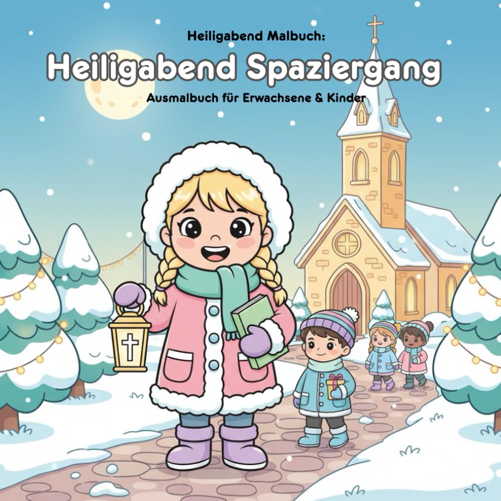 Heiligabend Spaziergang: Geschichte & Malbuch: Für Erwachsene & Kinder: 36 detailreiche Ausmalbilder zum Heiligabend Spaziergang. Großformat 21.59 x 21.59 cm.