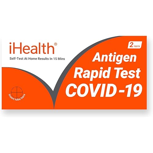 iHealth COVID-19 Antigen Rapid Test, 1 Pack, 2 Tests Total, FDA EUA Authorized OTC at-Home Self Test, Results in 15 Minutes with Non-invasive Nasal Swab, Easy to Use & No Discomfort
