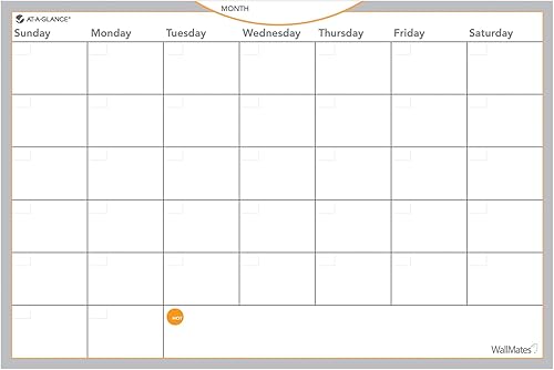 AT-A-GLANCE AW402028 WallMates - Superficie de planificación mensual autoadhesiva de borrado en seco, 18 x 12 pulgadas