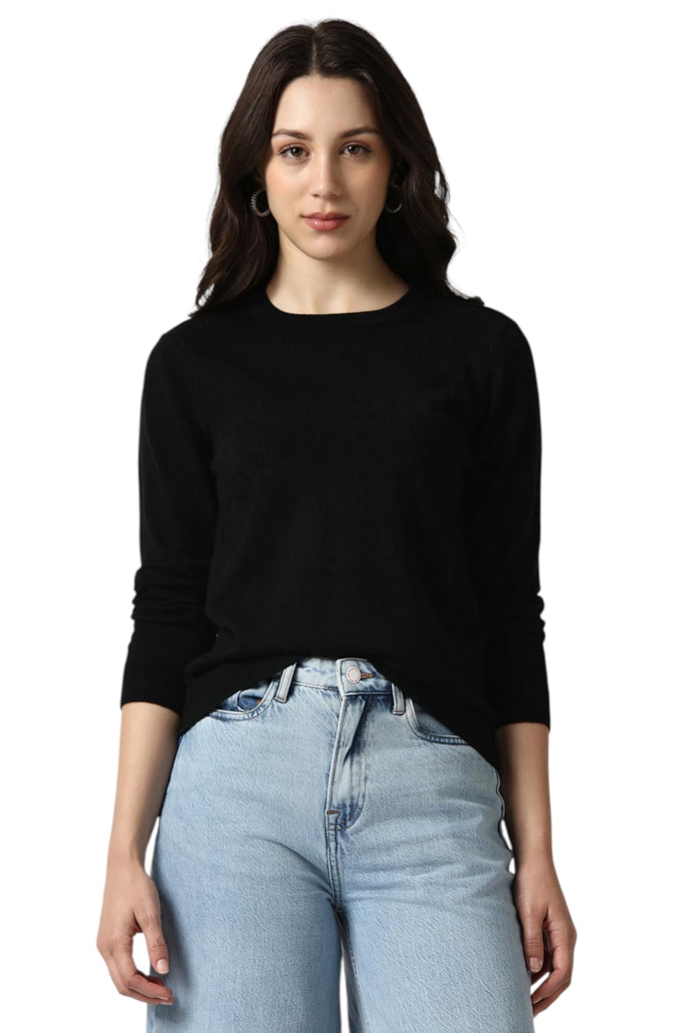 Van Heusen Women’s Round Neck Pullover Regular Fit Sweater| Full Sleeve Ribbed Hem Casual winterwear