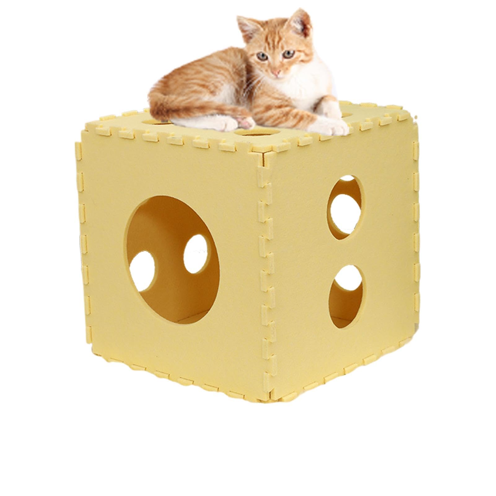 Foldable Indoor Cat Cube - Cat House, Cat Cave, Soft Spliced Cat Bed Nest | Washable Cat , Houses and Condos for All Cats and Little
