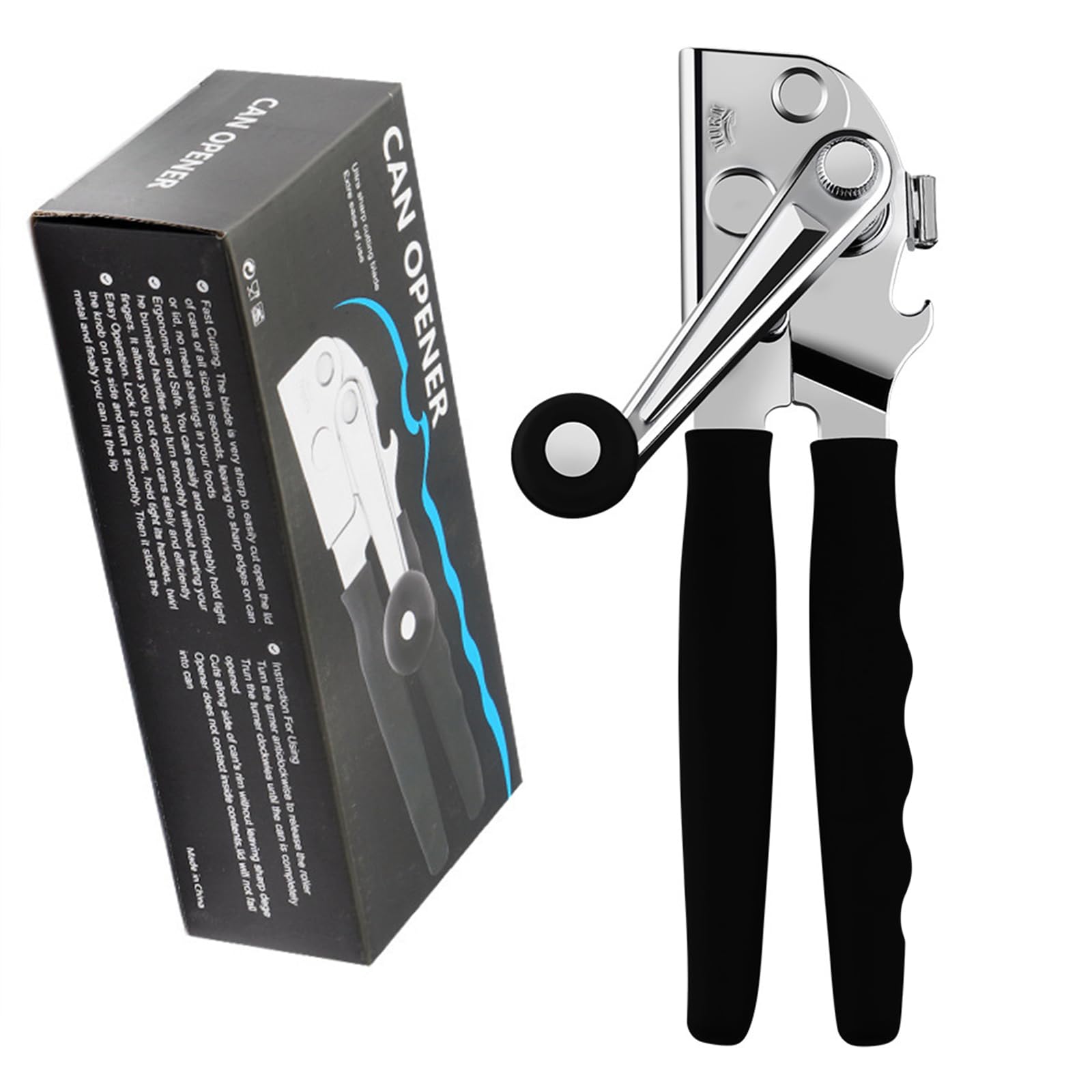 Abrelatas comercial  - Abrelatas manual profesional resistente, asas ergonómicas extendidas y diseño de borde liso, herramienta de mano sin esfuerzo para latas grandes, cocinas, personas