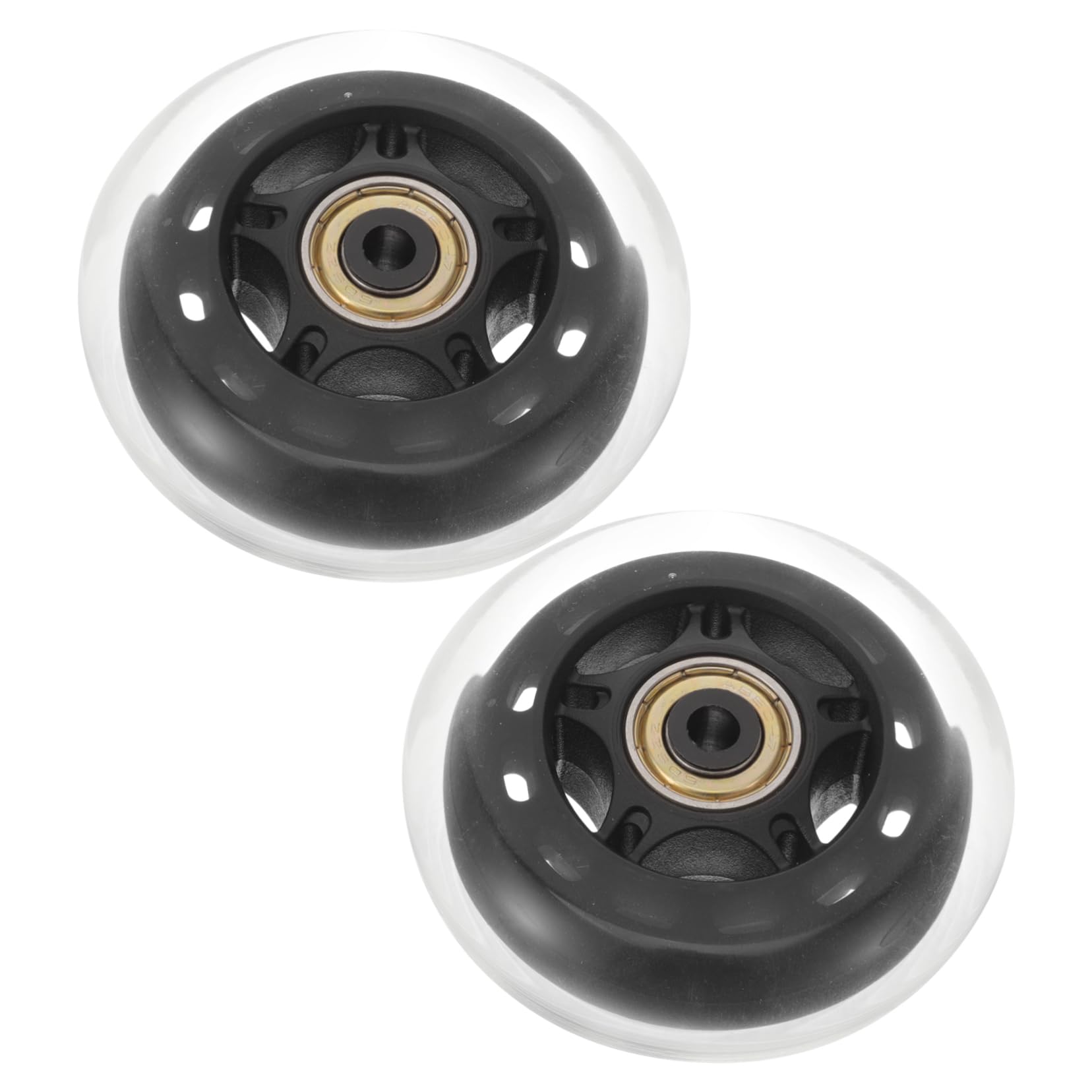 GRIRIW 2Pcs Roller Skate Wheels PU Transparent Replacement Indoor Outdoor Skate Wheels with Bearings for Smooth Gliding and Easy to Install Accessories for Skating Enthusiasts