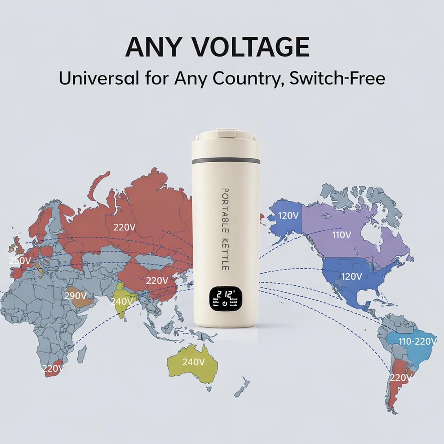 HDQ 2026 Travel Kettle, 110V~240V Any Voltage Portable Kettle for Travel, 6 Temperature Controls Portable Water Heater, 316 Stainless Steel Small Electric Kettle, Auto Shut Off & Boil Dry Protection - Image 3