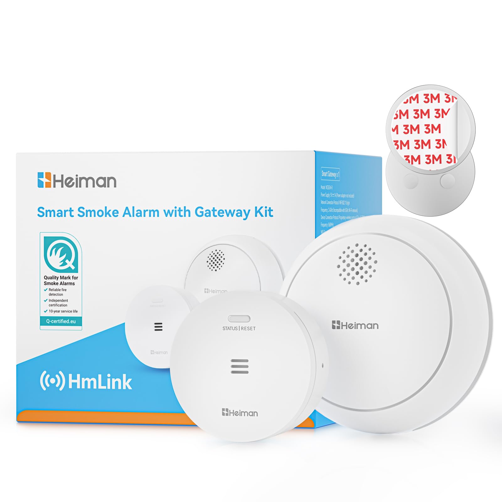 Heiman Smoke Alarms for Home with Gateway, Wireless Interlinked Firm Alarm, 10-Year Battery Powered Smoke Detector, Smart Home Alarm Systems, APP Control