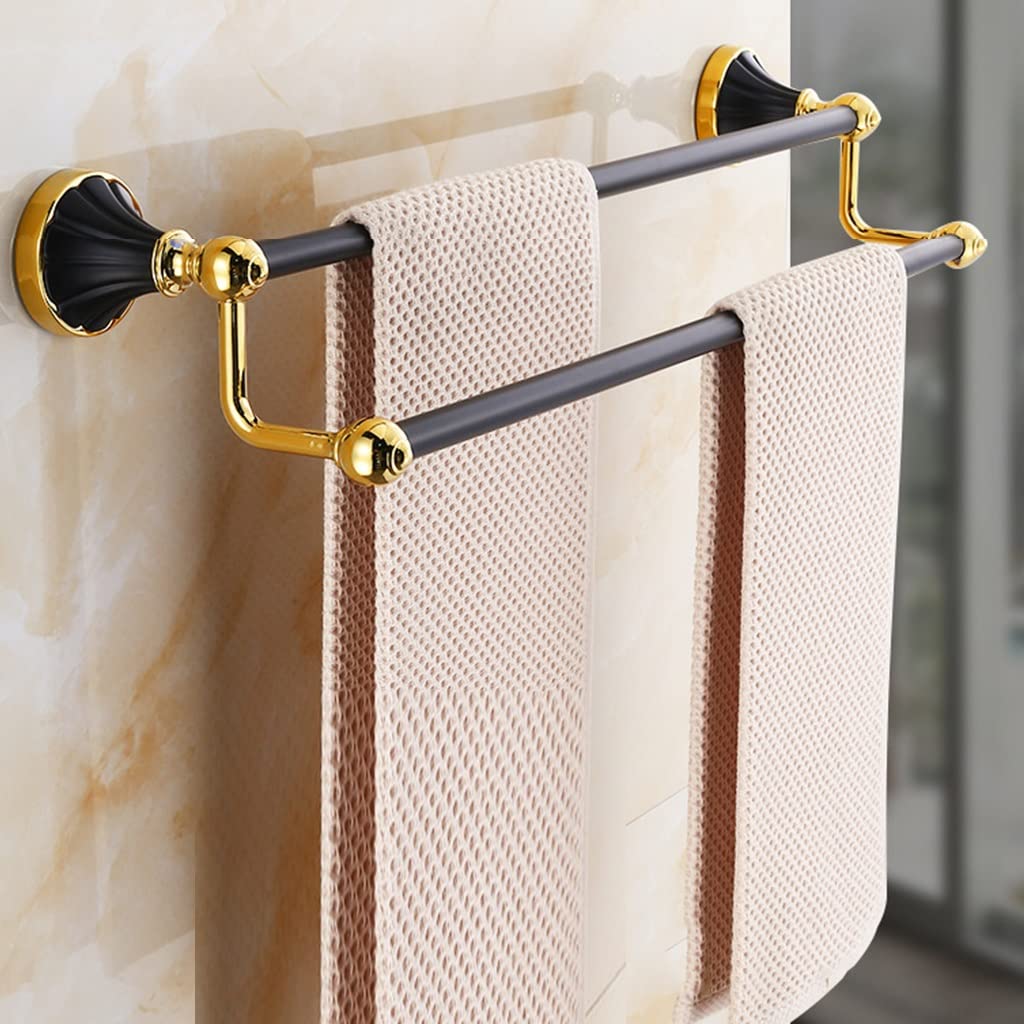 Toalleros Rieles Estante Retro Europeo Baño Negro Perforado Dorado Baño Riel Creativo Necesario-Varilla única
