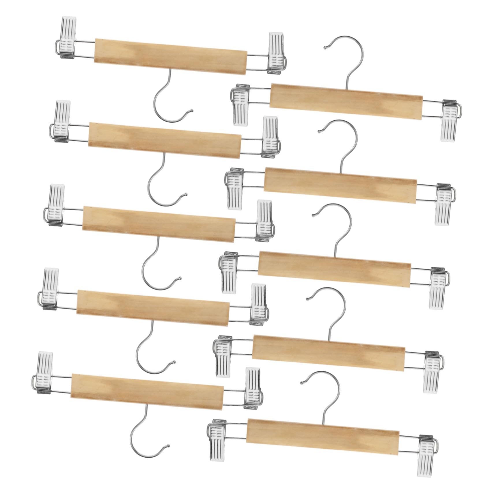 Mobestech Holzhosenbügel Formstabil und Robust mit Edelstahlclips 10 Platzsparende 10 Stück für Hosen und Röcke für Kleiderschrank