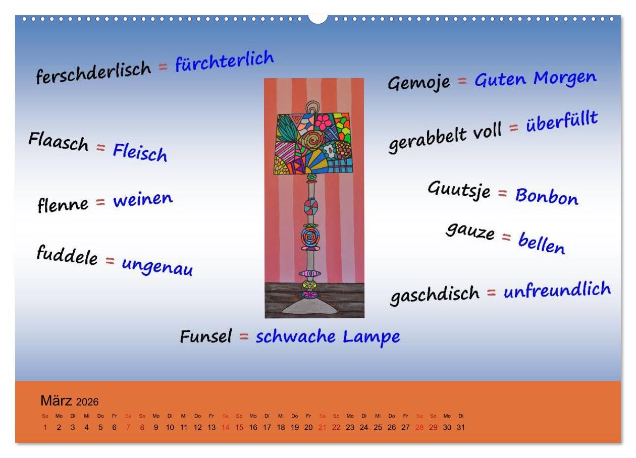 De Hessisch-Kalenner - hessisch babbele lerne in aam Johr (hochwertiger Premium Wandkalender 2026 DIN A2 quer), Kunstdruck in Hochglanz: De ... eines Jahres mächtig werden (CALVENDO Kunst)