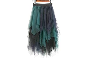 Women's Elastic Waist Tulle Skirt, Formal High Low Peacock Skirt