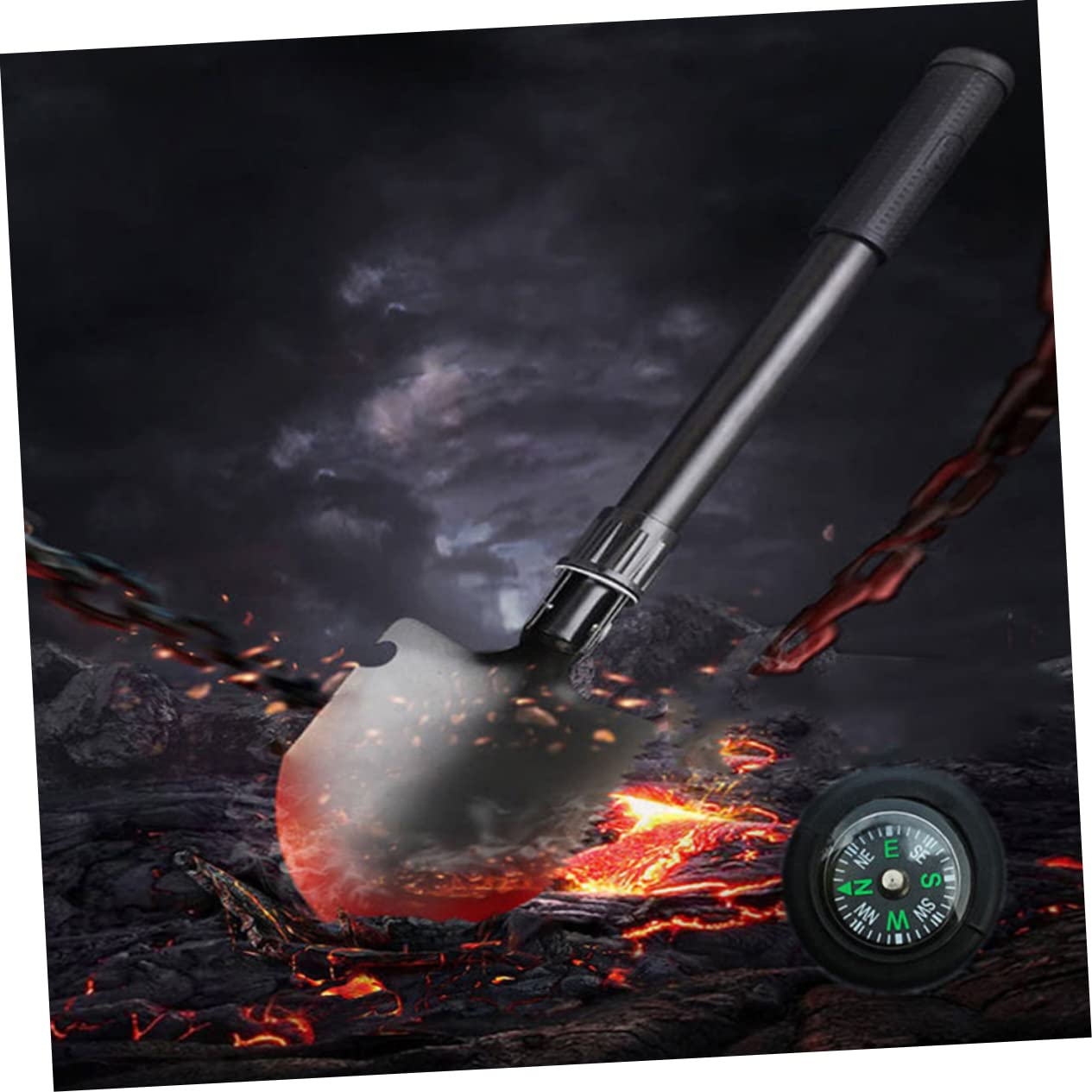 Kisangel Folding Camping Shovel Multi-Functional Spade Tool for Digging Trenching and Gardening Ergonomic Design Portable Resistant for Outdoor Survival and Hiking