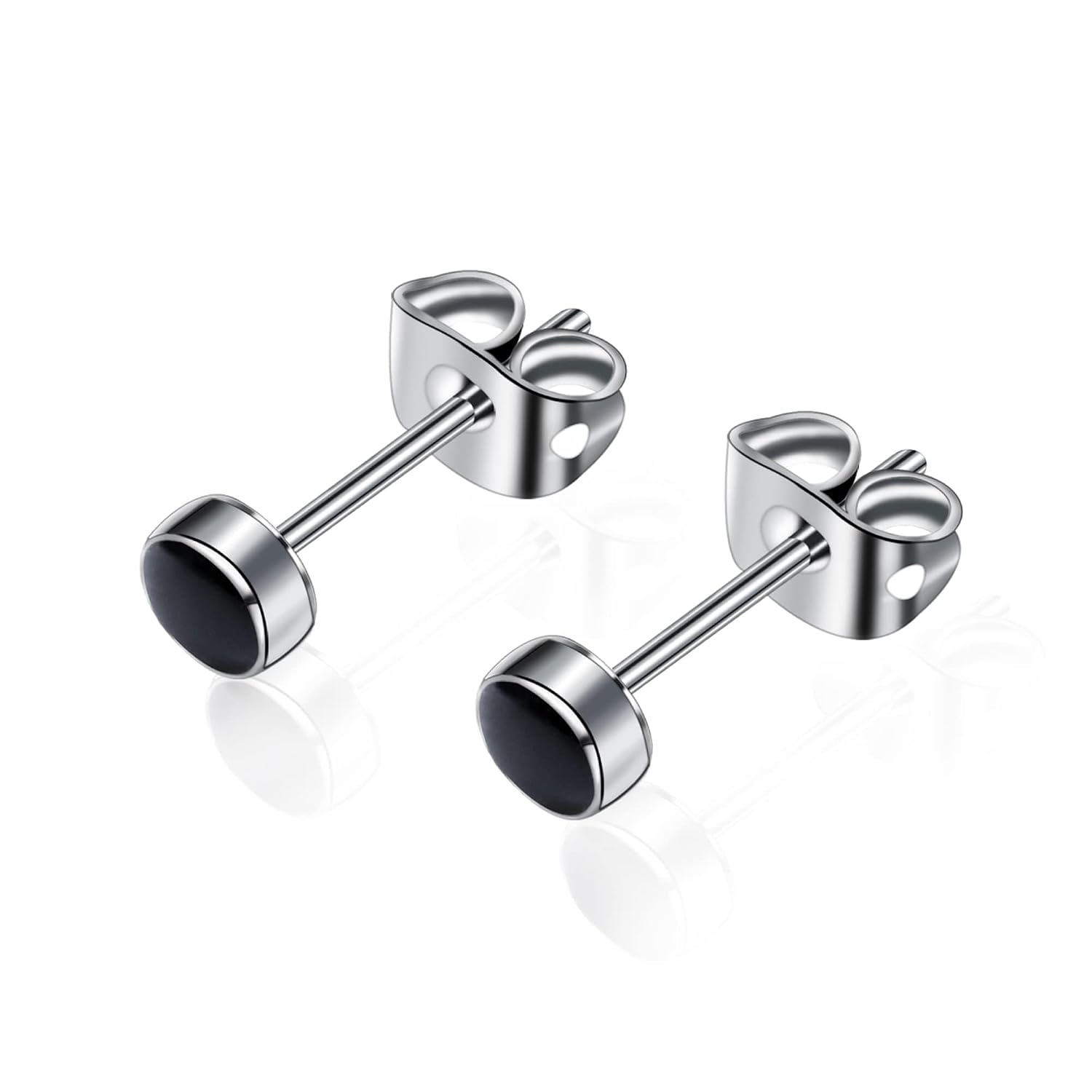 Titanium Stud Earrings for Women Earrings 4mm Natural Stone Gemstones Hypoallergenic Earrings Nickel Free Black Onyx 5mm Earrings for Women Sensitive Ears Turquoise, Ideal Gifts...