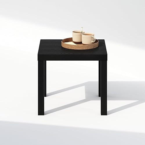 Miniatura 6 de Furinno Mesa auxiliar clásica, mesa de centro cuadrada moderna con mesa triple gruesa, mesa auxiliar con 4 patas, para sala de estar, dormitorio,